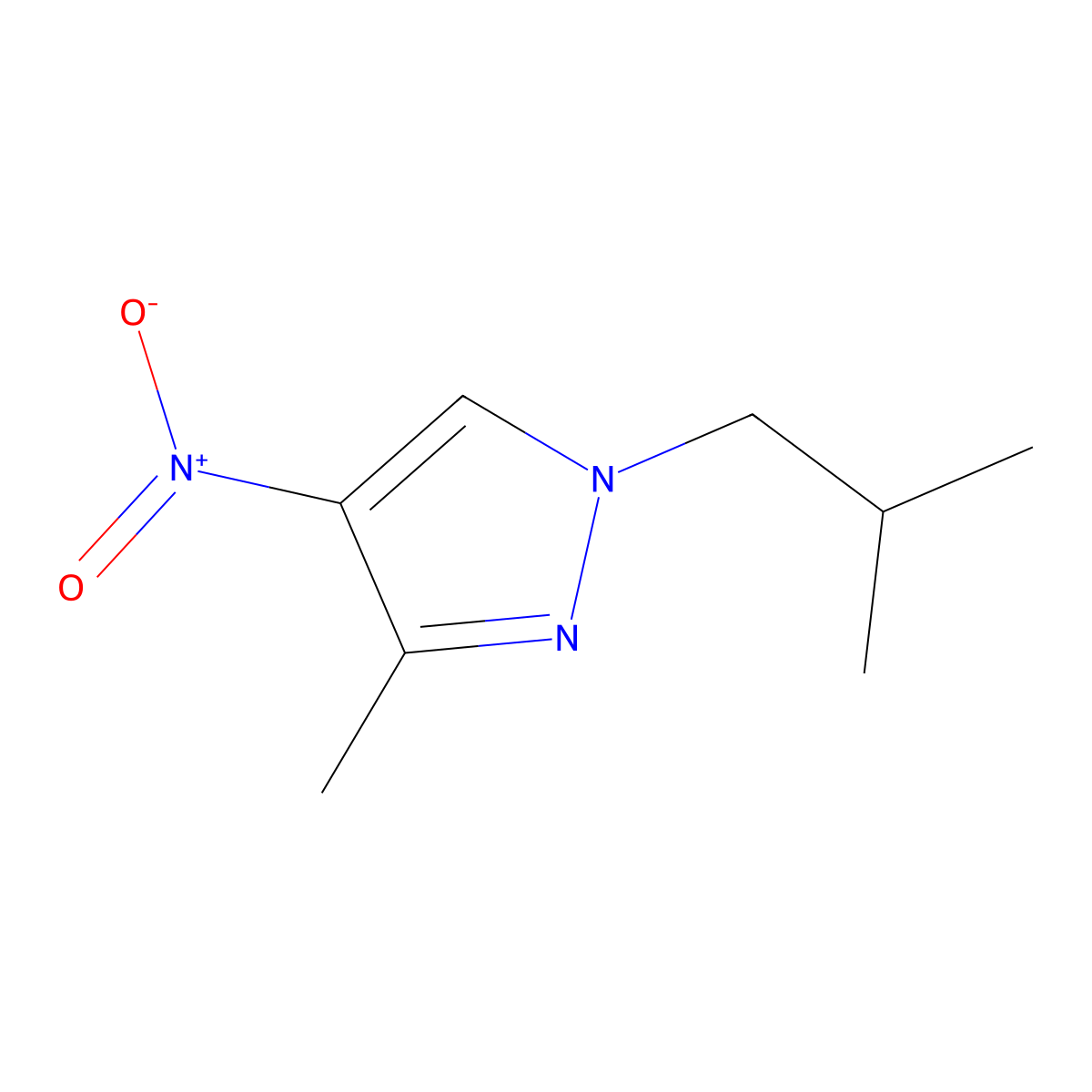 3-methyl-1-(2-methylpropyl)-4-nitro-1H-pyrazole molecular structure, CAS 1795426-53-7