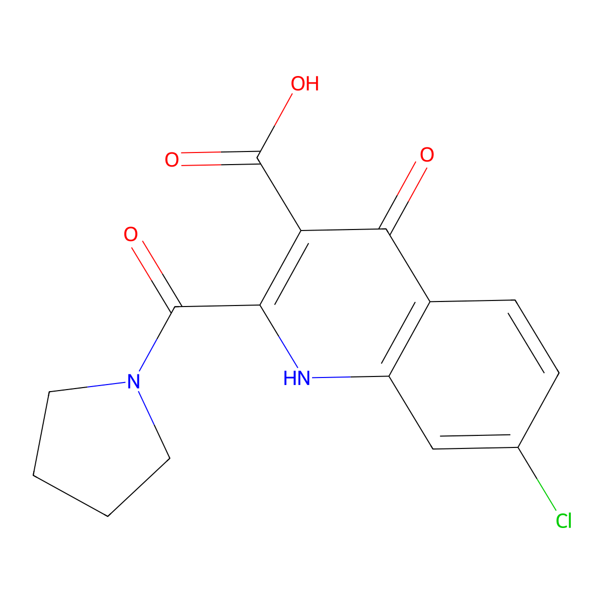 7-Chloro-4-hydroxy-2-(pyrrolidin-1-ylcarbonyl)quinoline-3-carboxylic acid molecular structure, CAS 179543-91-0