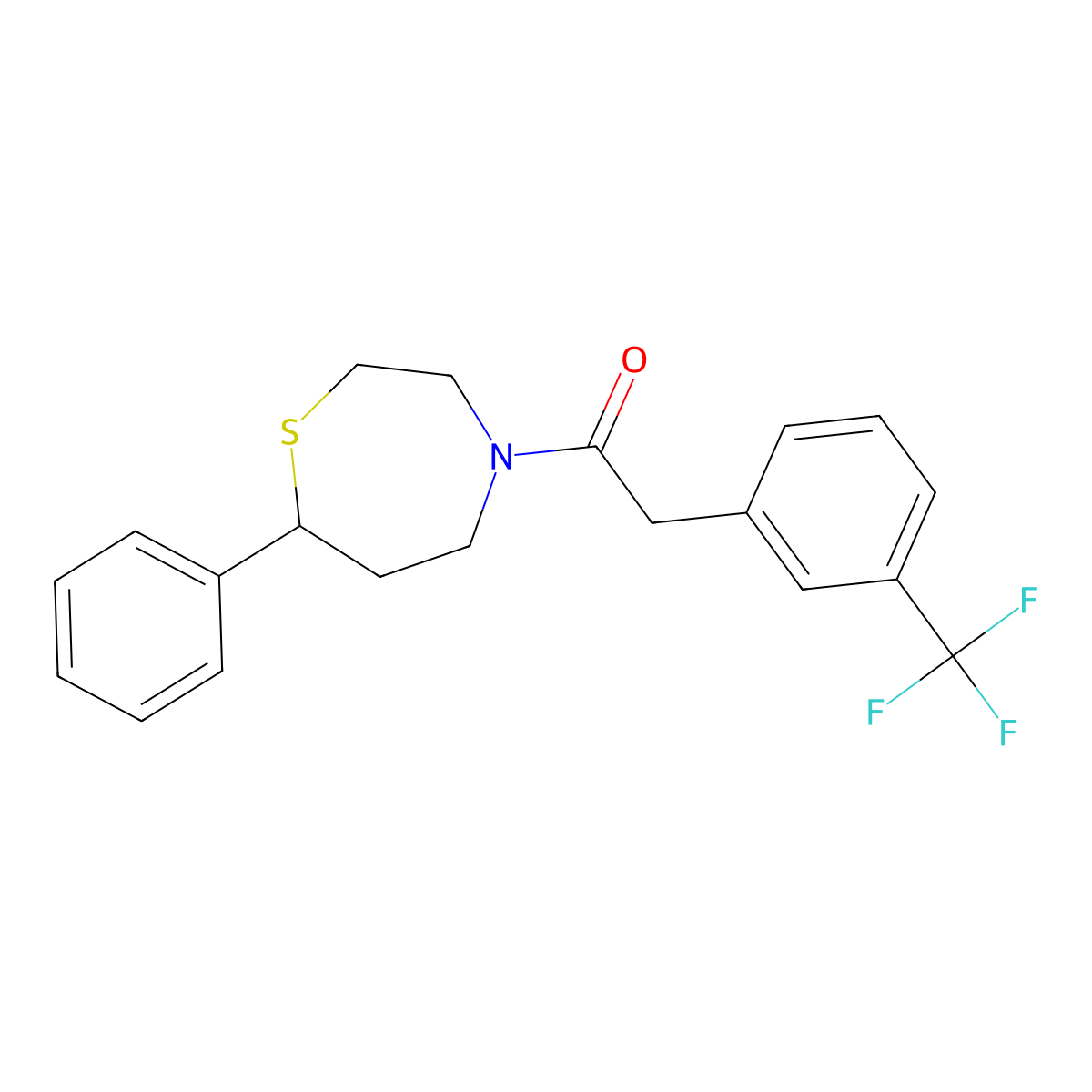 1-(7-Phenyl-1,4-thiazepan-4-yl)-2-(3-(trifluoromethyl)phenyl)ethanone molecular structure, CAS 1795430-42-0