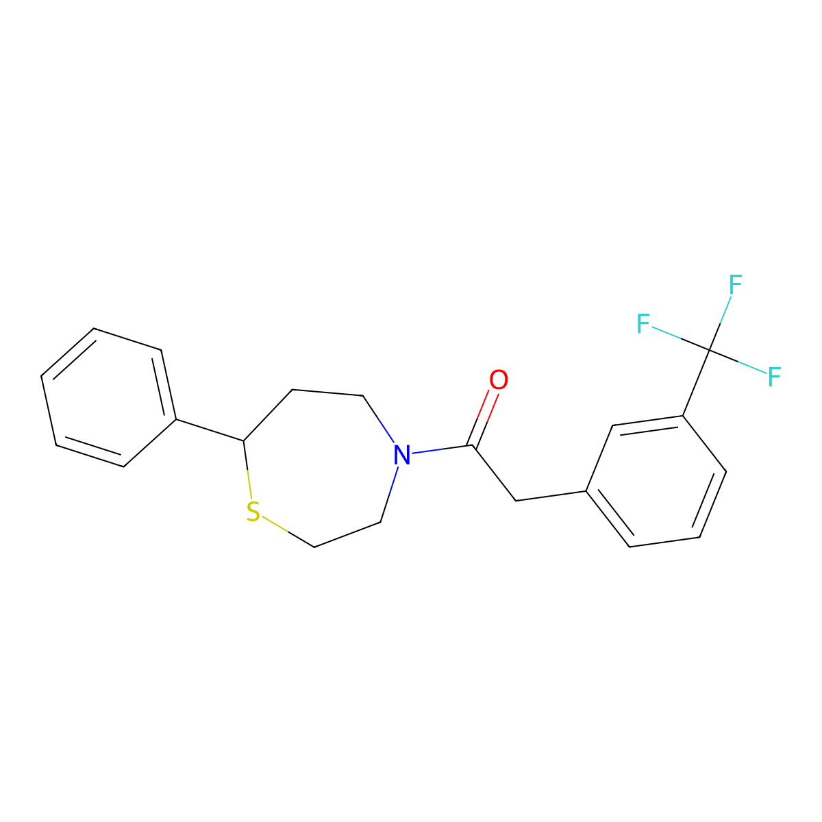1-(7-Phenyl-1,4-thiazepan-4-yl)-2-(3-(trifluoromethyl)phenyl)ethanone molecular structure, CAS 1795430-42-0