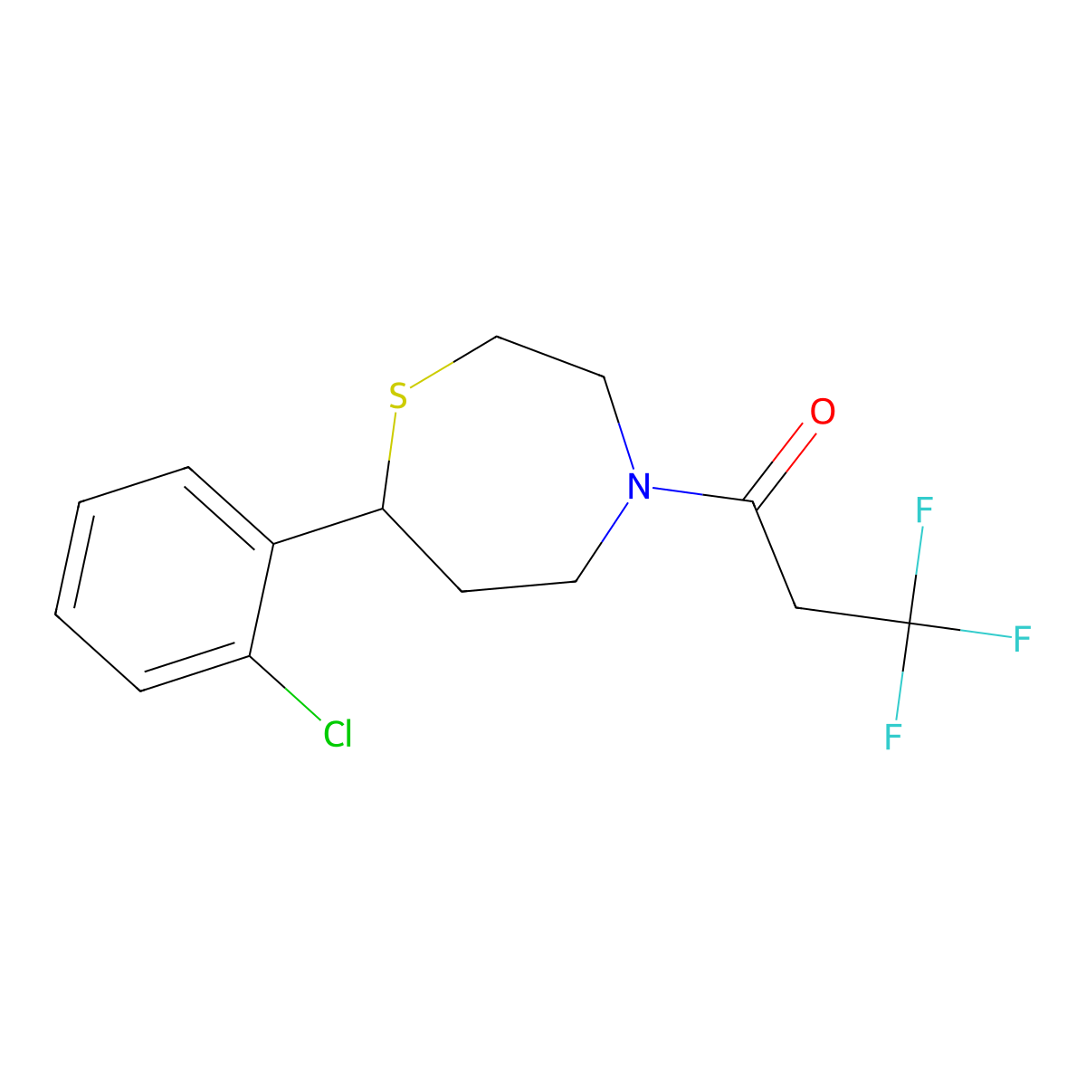 1-[7-(2-Chlorophenyl)-1,4-thiazepan-4-yl]-3,3,3-trifluoropropan-1-one molecular structure, CAS 1795430-62-4
