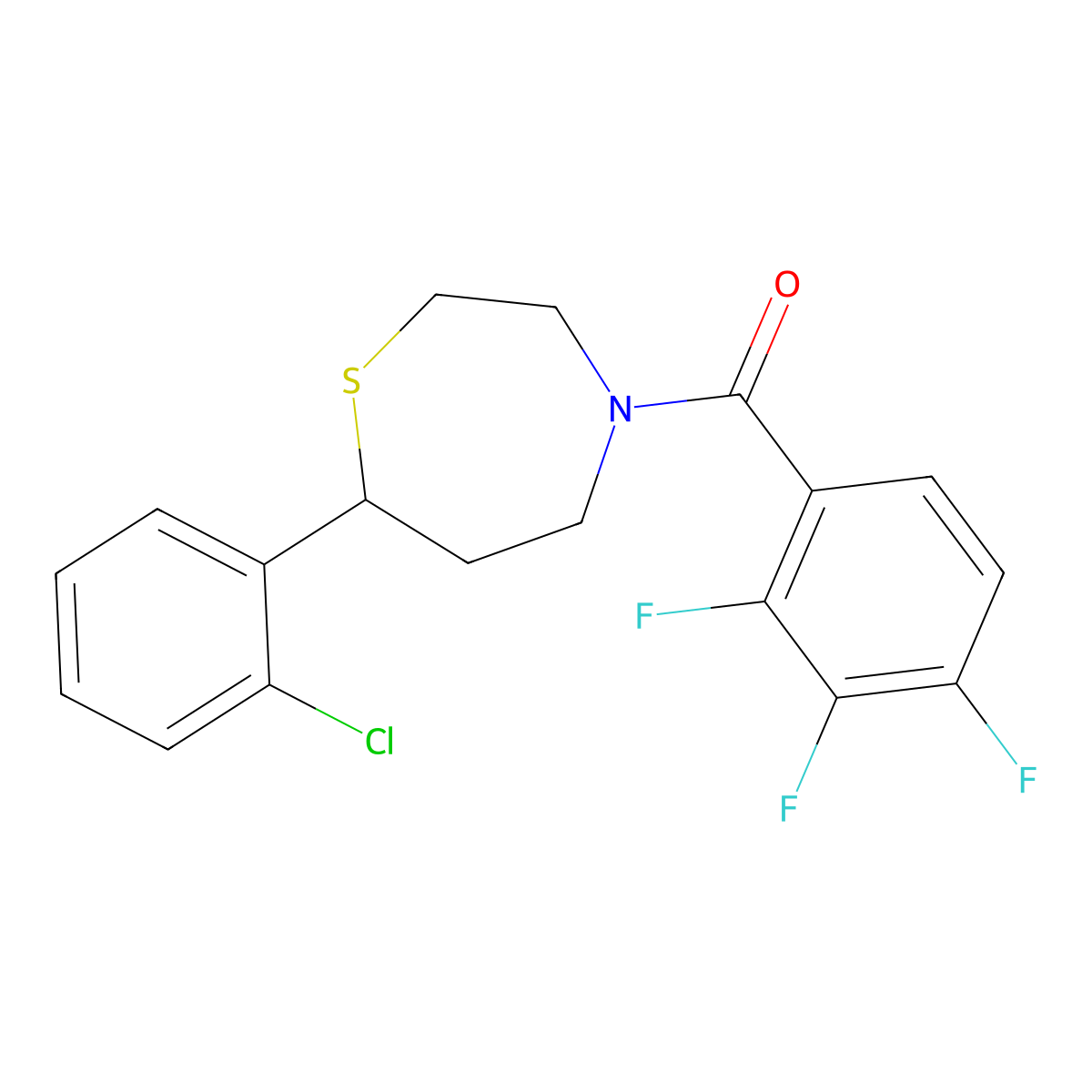 (7-(2-Chlorophenyl)-1,4-thiazepan-4-yl)(2,3,4-trifluorophenyl)methanone molecular structure, CAS 1795430-71-5