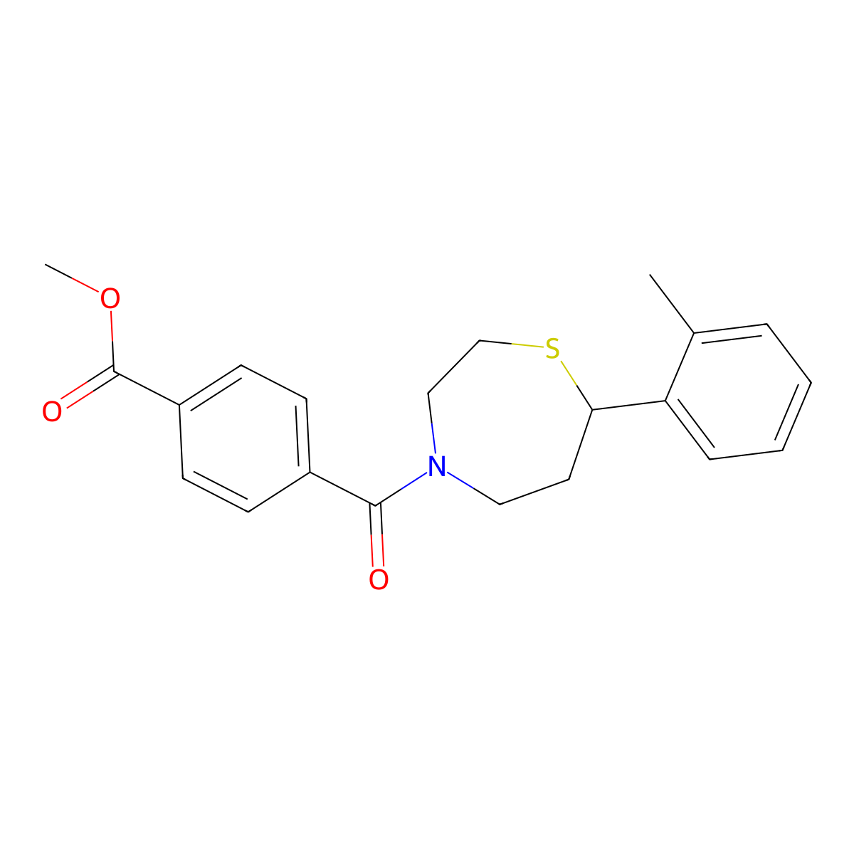 Methyl 4-(7-(o-tolyl)-1,4-thiazepane-4-carbonyl)benzoate molecular structure, CAS 1795430-81-7