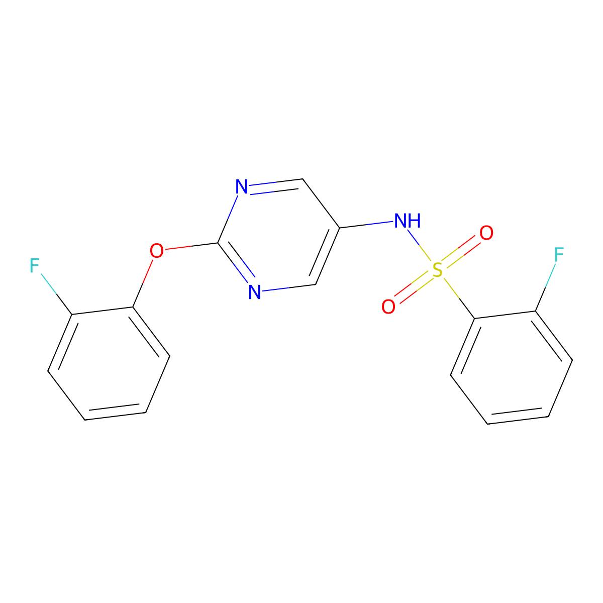 2-fluoro-N-[2-(2-fluorophenoxy)pyrimidin-5-yl]benzene-1-sulfonamide molecular structure, CAS 1795431-27-4