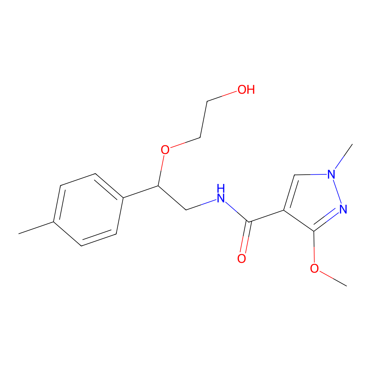 N-(2-(2-hydroxyethoxy)-2-(p-tolyl)ethyl)-3-methoxy-1-methyl-1H-pyrazole-4-carboxamide molecular structure, CAS 1795434-65-9