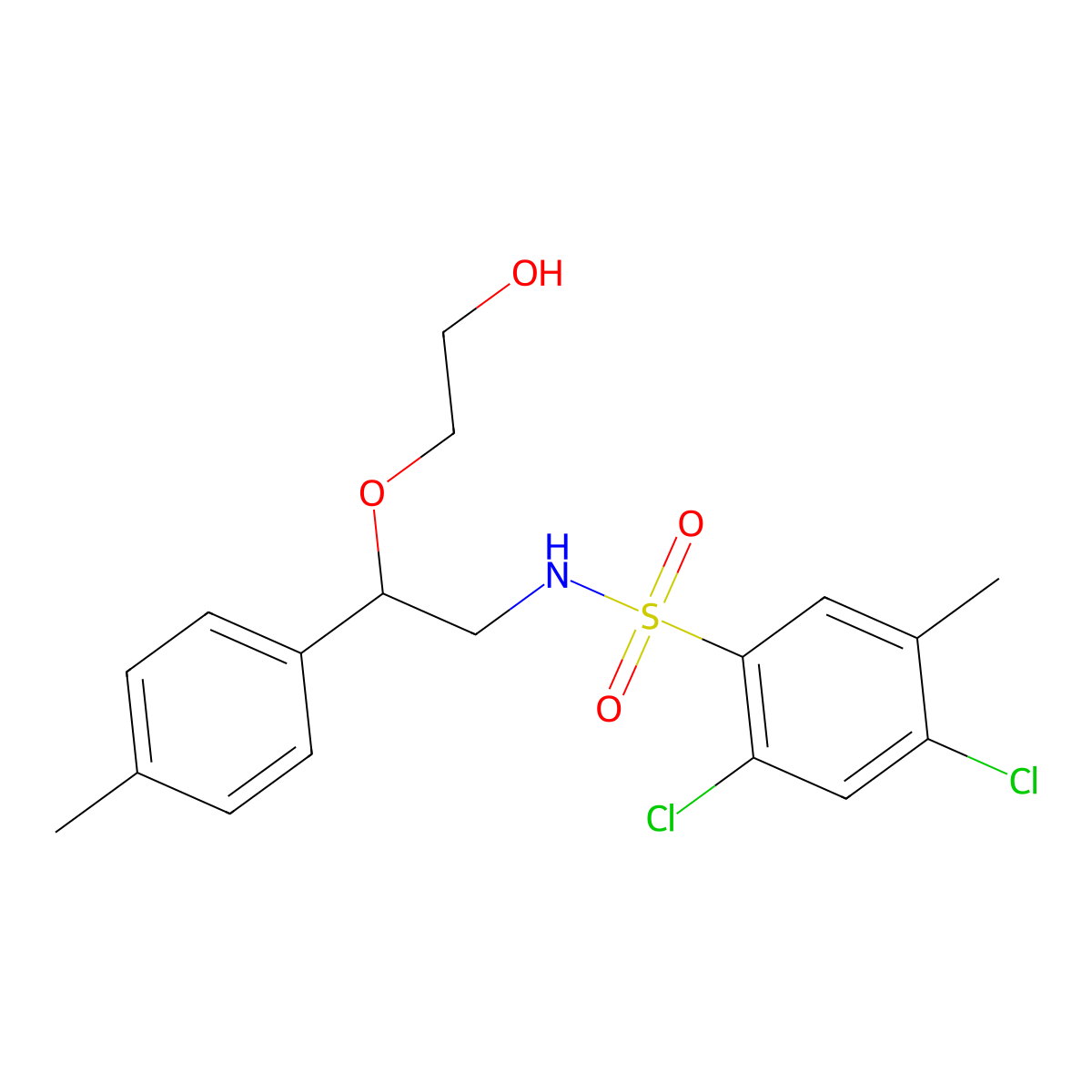 2,4-dichloro-N-(2-(2-hydroxyethoxy)-2-(p-tolyl)ethyl)-5-methylbenzenesulfonamide molecular structure, CAS 1795434-91-1