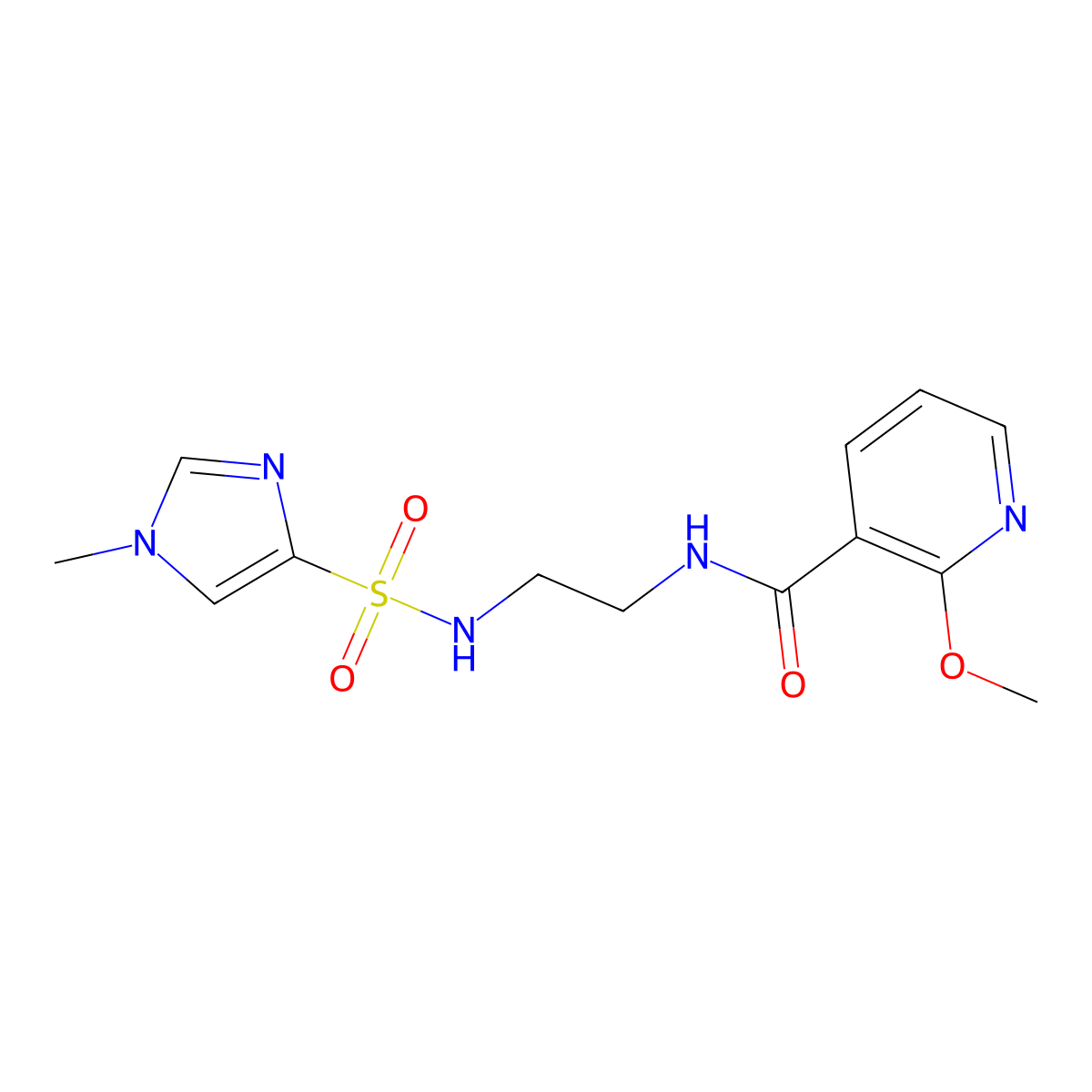 2-methoxy-N-(2-(1-methyl-1H-imidazole-4-sulfonamido)ethyl)nicotinamide molecular structure, CAS 1795435-12-9