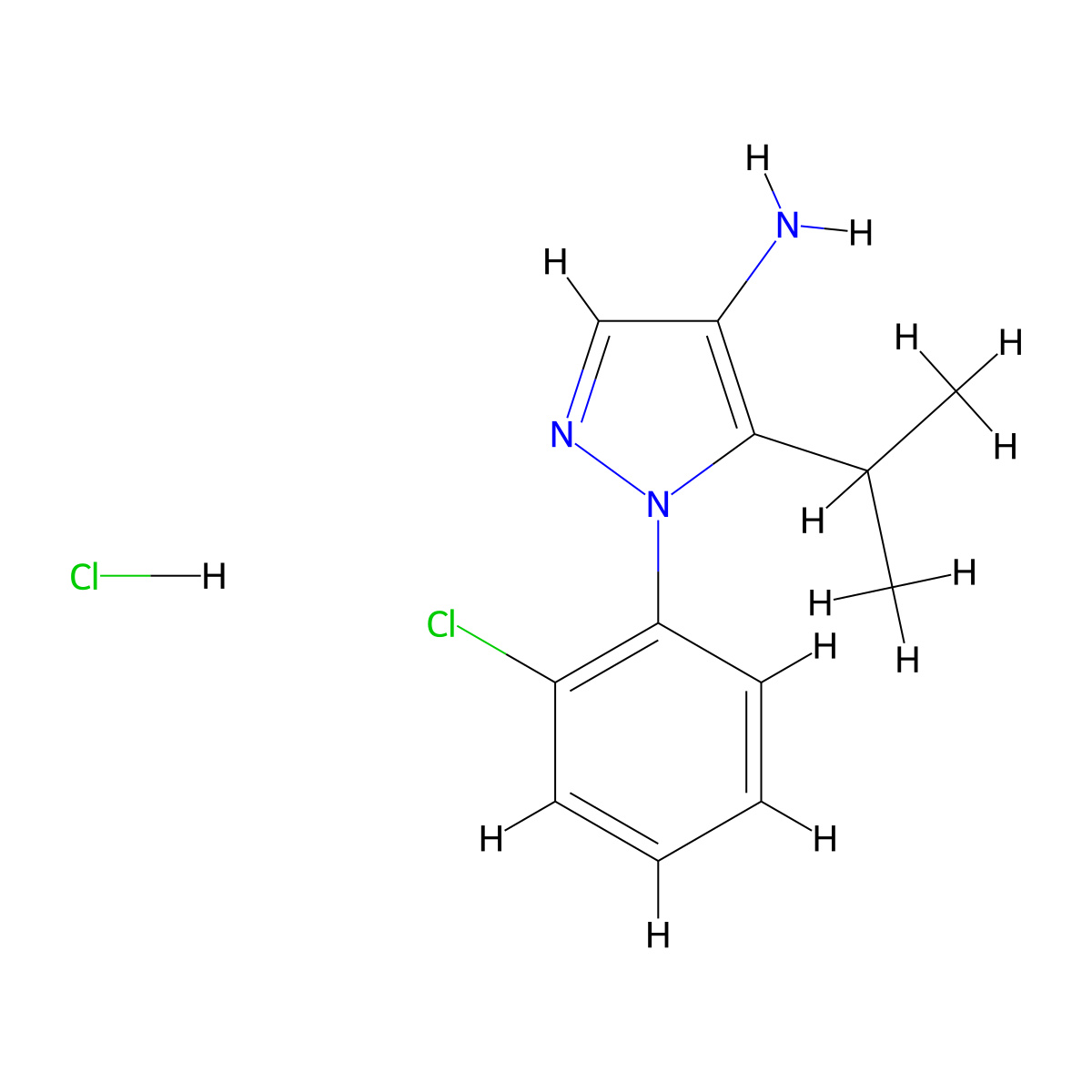 1-(2-chlorophenyl)-5-(propan-2-yl)-1H-pyrazol-4-amine hydrochloride molecular structure, CAS 1795435-15-2