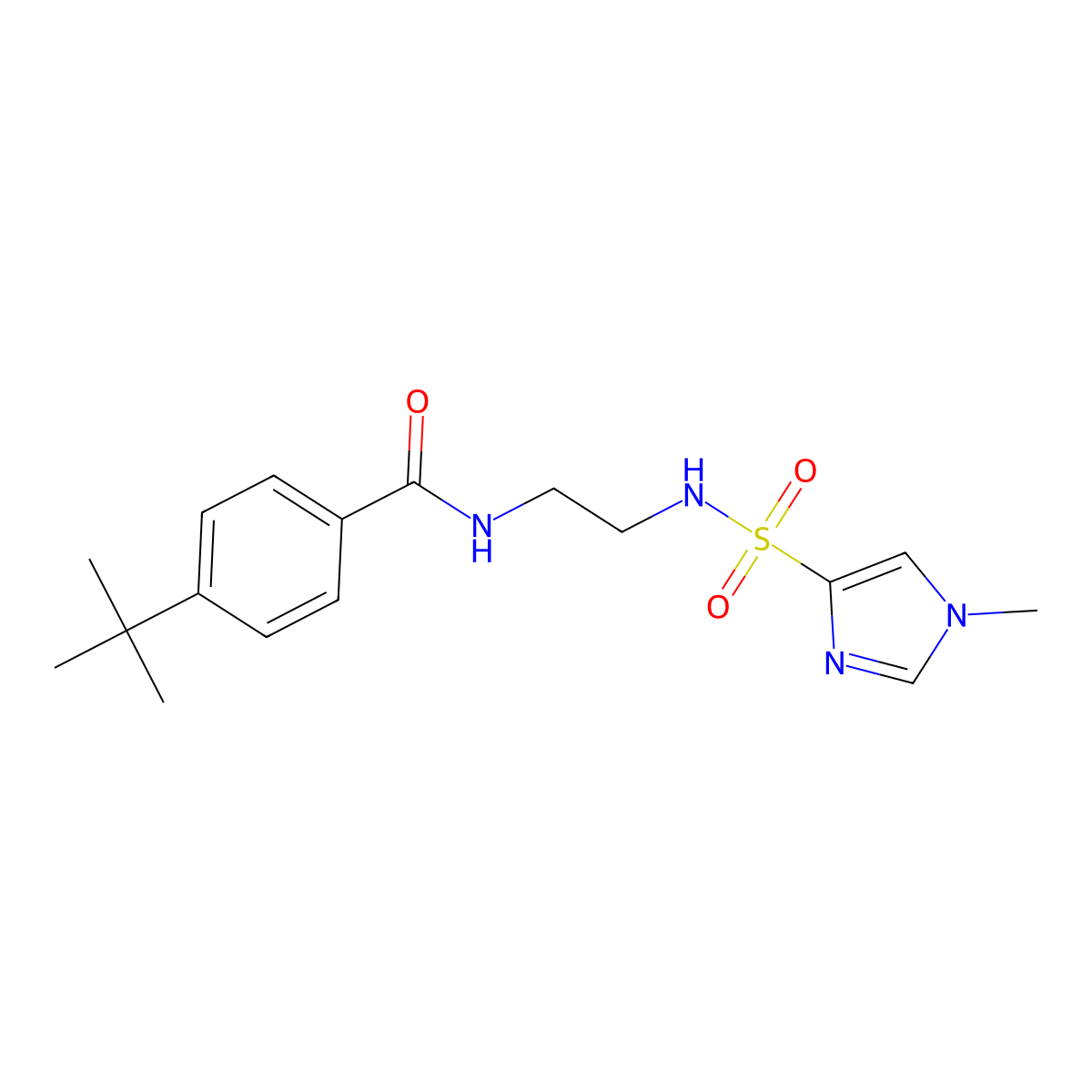 4-(tert-butyl)-N-(2-(1-methyl-1H-imidazole-4-sulfonamido)ethyl)benzamide molecular structure, CAS 1795435-23-2