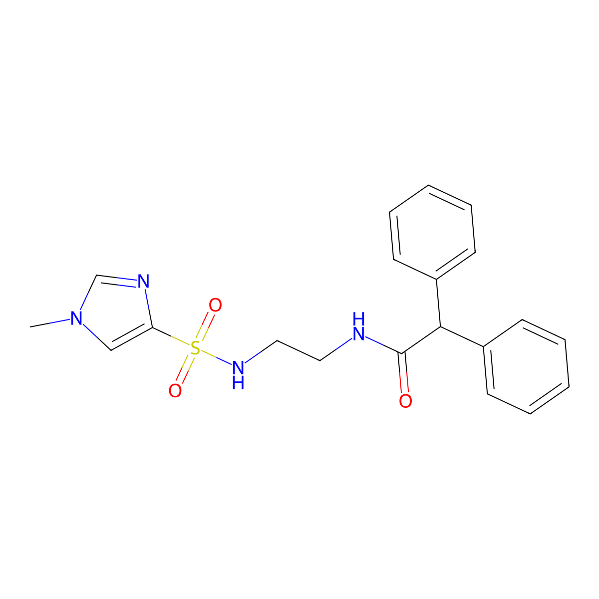 N-(2-(1-methyl-1H-imidazole-4-sulfonamido)ethyl)-2,2-diphenylacetamide molecular structure, CAS 1795435-31-2