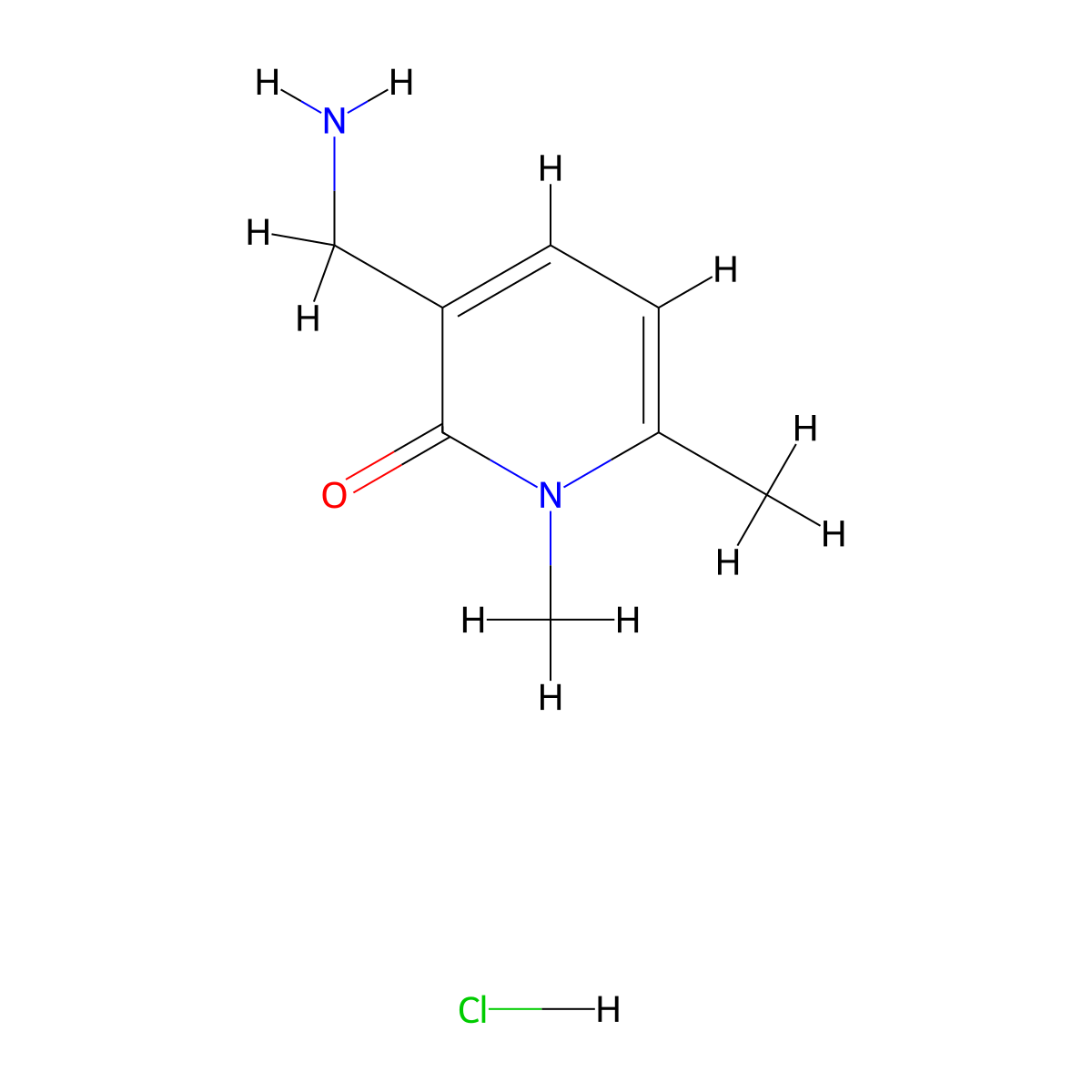 3-(Aminomethyl)-1,6-dimethyl-1,2-dihydropyridin-2-one hydrochloride molecular structure, CAS 1795435-43-6