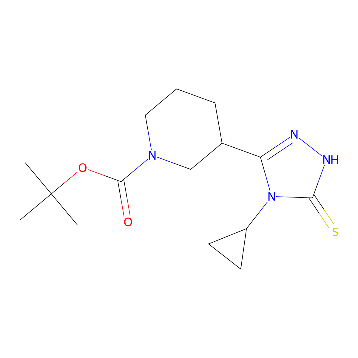 tert-butyl 3-(4-cyclopropyl-5-sulfanyl-4H-1,2,4-triazol-3-yl)piperidine-1-carboxylate molecular structure, CAS 1795438-68-4