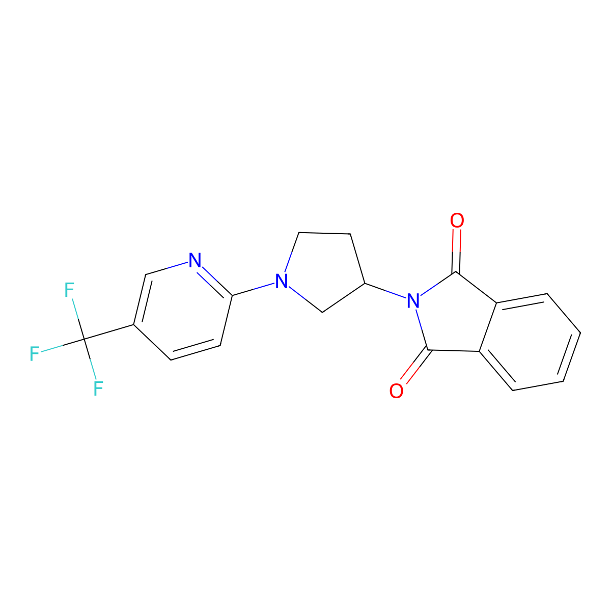 2-(1-(5-(Trifluoromethyl)pyridin-2-yl)pyrrolidin-3-yl)isoindoline-1,3-dione molecular structure, CAS 1795440-29-7