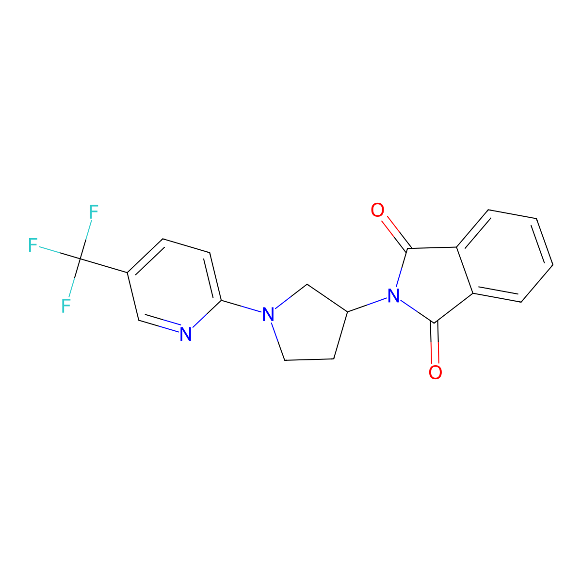 2-(1-(5-(Trifluoromethyl)pyridin-2-yl)pyrrolidin-3-yl)isoindoline-1,3-dione molecular structure, CAS 1795440-29-7