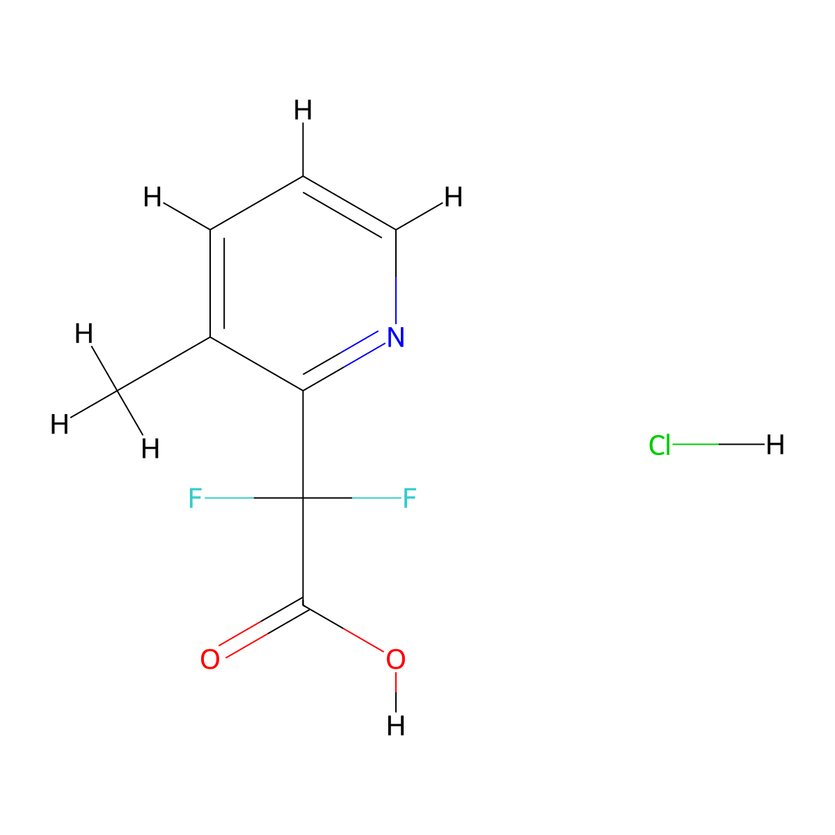2,2-Difluoro-2-(3-methylpyridin-2-yl)acetic acid hydrochloride molecular structure, CAS 1795440-37-7