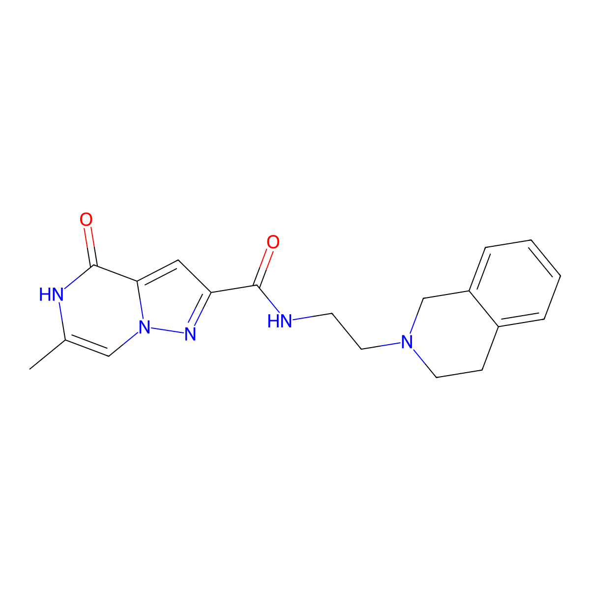 N-[2-(3,4-dihydroisoquinolin-2(1H)-yl)ethyl]-6-methyl-4-oxo-4,5-dihydropyrazolo[1,5-a]pyrazine-2-carboxamide molecular structure, CAS 1795440-44-6