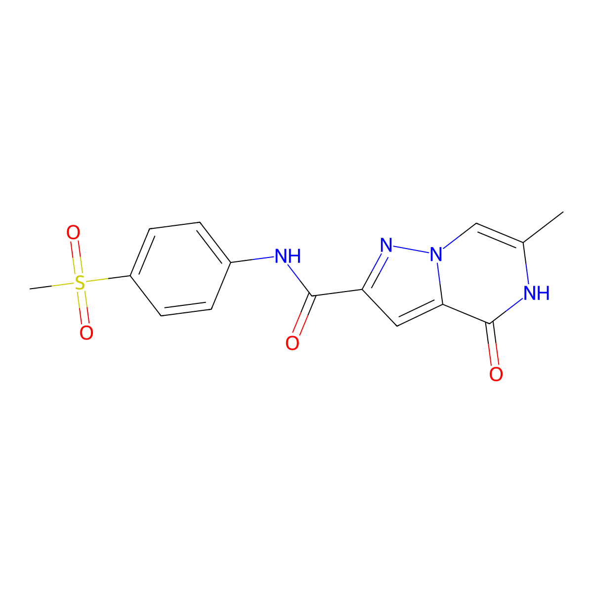 6-methyl-N-[4-(methylsulfonyl)phenyl]-4-oxo-4,5-dihydropyrazolo[1,5-a]pyrazine-2-carboxamide molecular structure, CAS 1795440-53-7