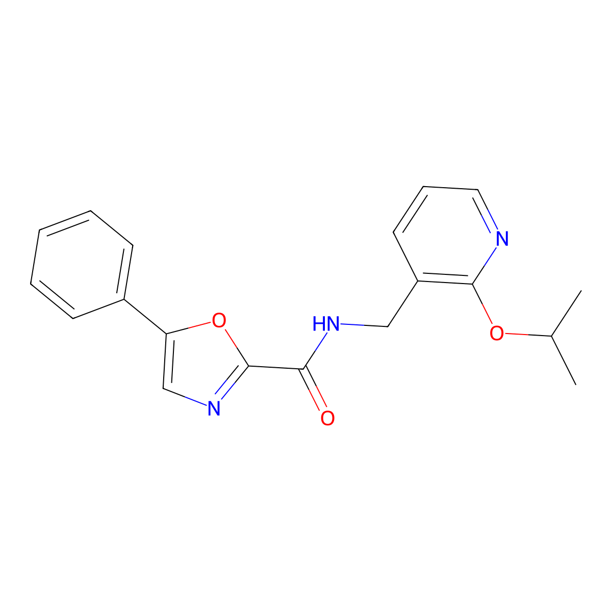 N-((2-isopropoxypyridin-3-yl)methyl)-5-phenyloxazole-2-carboxamide molecular structure, CAS 1795440-55-9