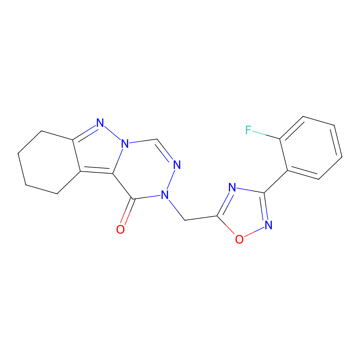 2-((3-(2-fluorophenyl)-1,2,4-oxadiazol-5-yl)methyl)-7,8,9,10-tetrahydro-[1,2,4]triazino[4,5-b]indazol-1(2H)-one molecular structure, CAS 1795440-71-9