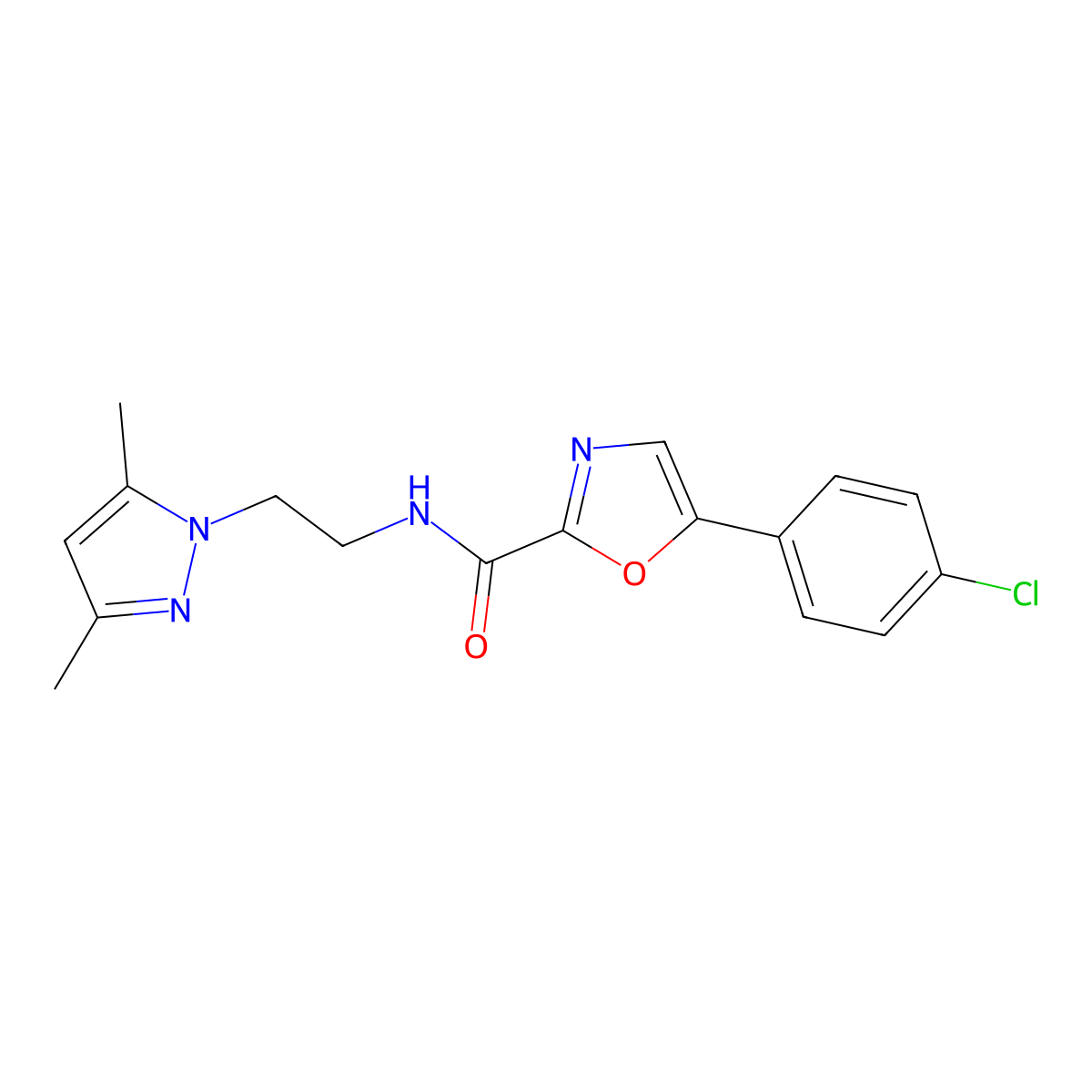 5-(4-chlorophenyl)-N-(2-(3,5-dimethyl-1H-pyrazol-1-yl)ethyl)oxazole-2-carboxamide molecular structure, CAS 1795440-77-5