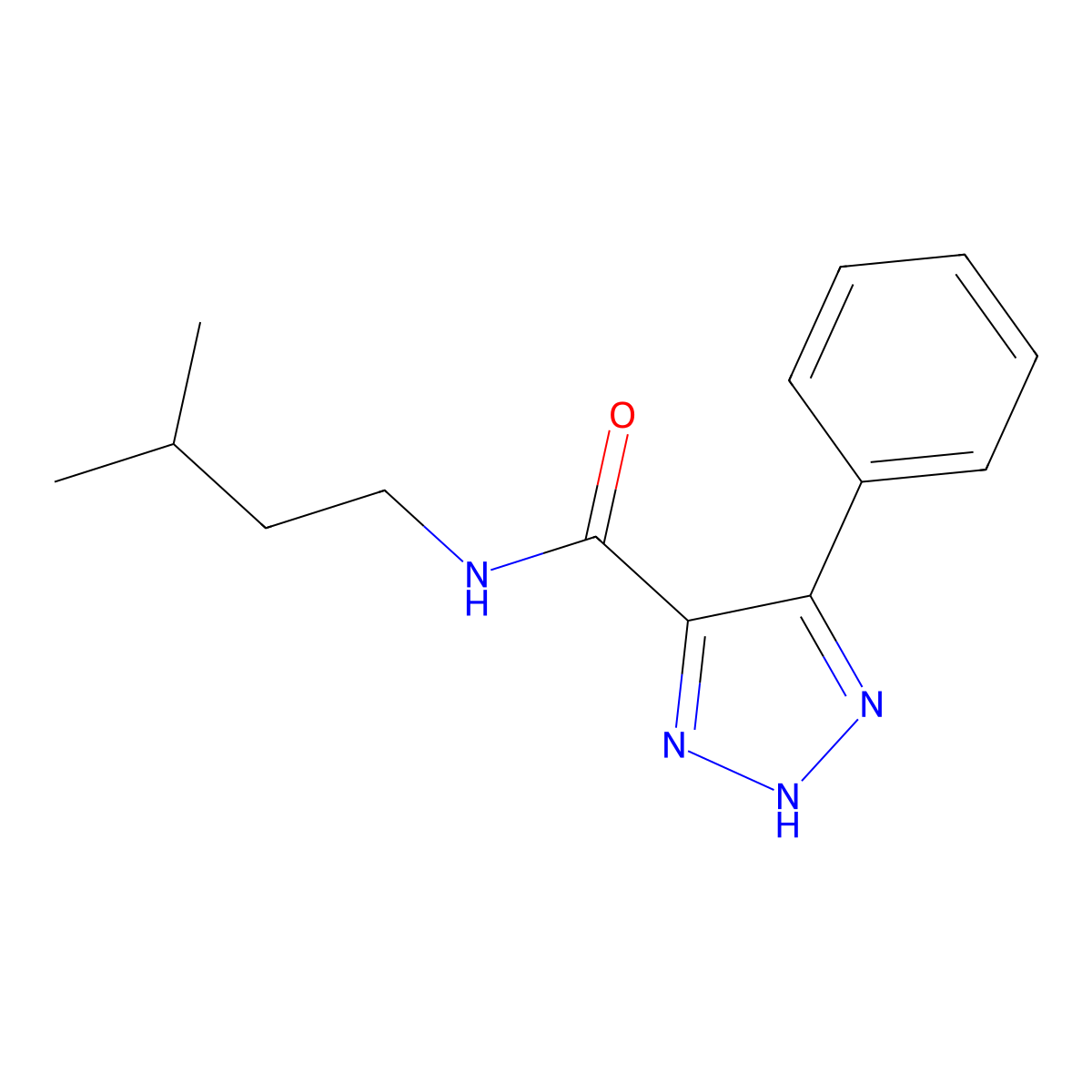 N-(3-methylbutyl)-4-phenyl-1H-1,2,3-triazole-5-carboxamide molecular structure, CAS 1795440-82-2