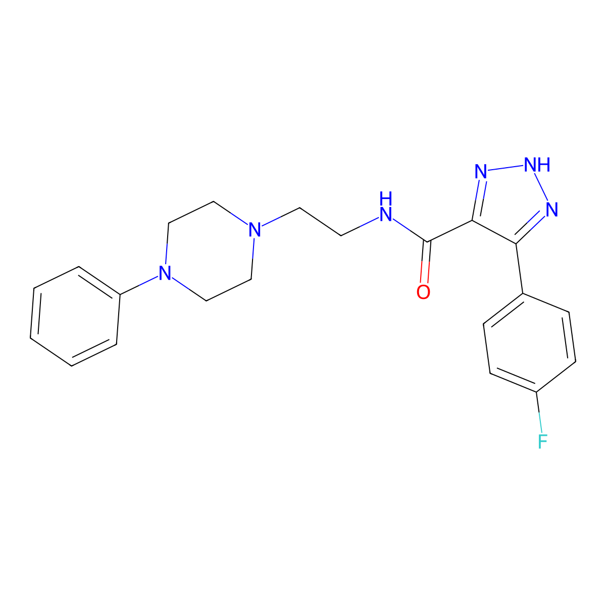 4-(4-fluorophenyl)-N-[2-(4-phenylpiperazin-1-yl)ethyl]-1H-1,2,3-triazole-5-carboxamide molecular structure, CAS 1795440-95-7