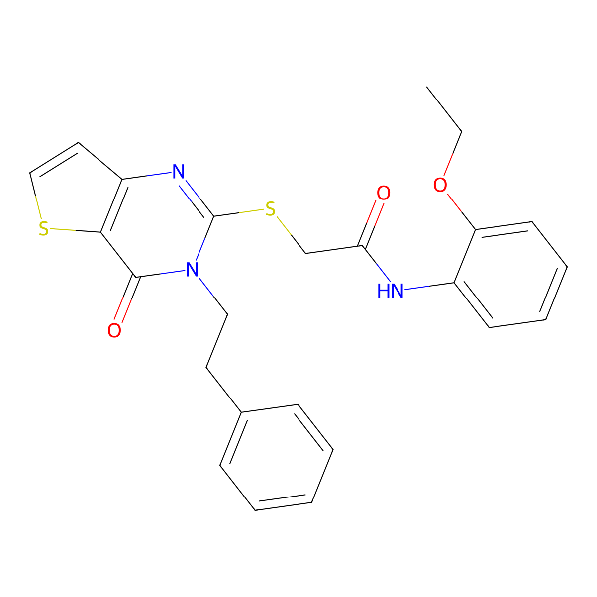 N-(2-ethoxyphenyl)-2-((4-oxo-3-phenethyl-3,4-dihydrothieno[3,2-d]pyrimidin-2-yl)thio)acetamide molecular structure, CAS 1795441-25-6