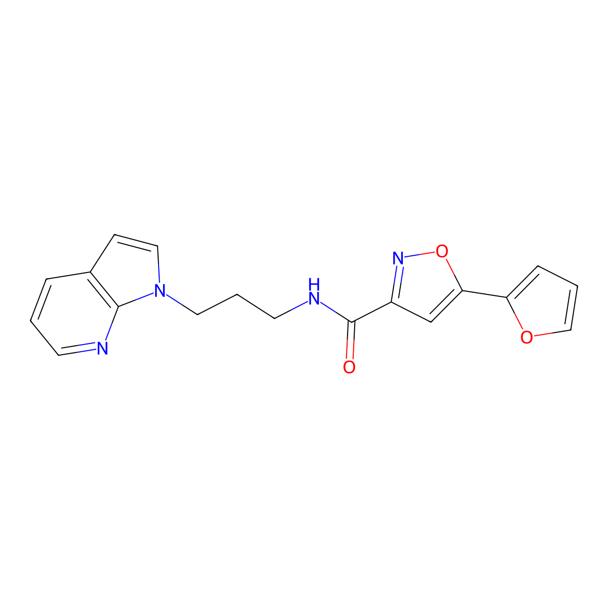 N-(3-(1H-pyrrolo[2,3-b]pyridin-1-yl)propyl)-5-(furan-2-yl)isoxazole-3-carboxamide molecular structure, CAS 1795441-27-8