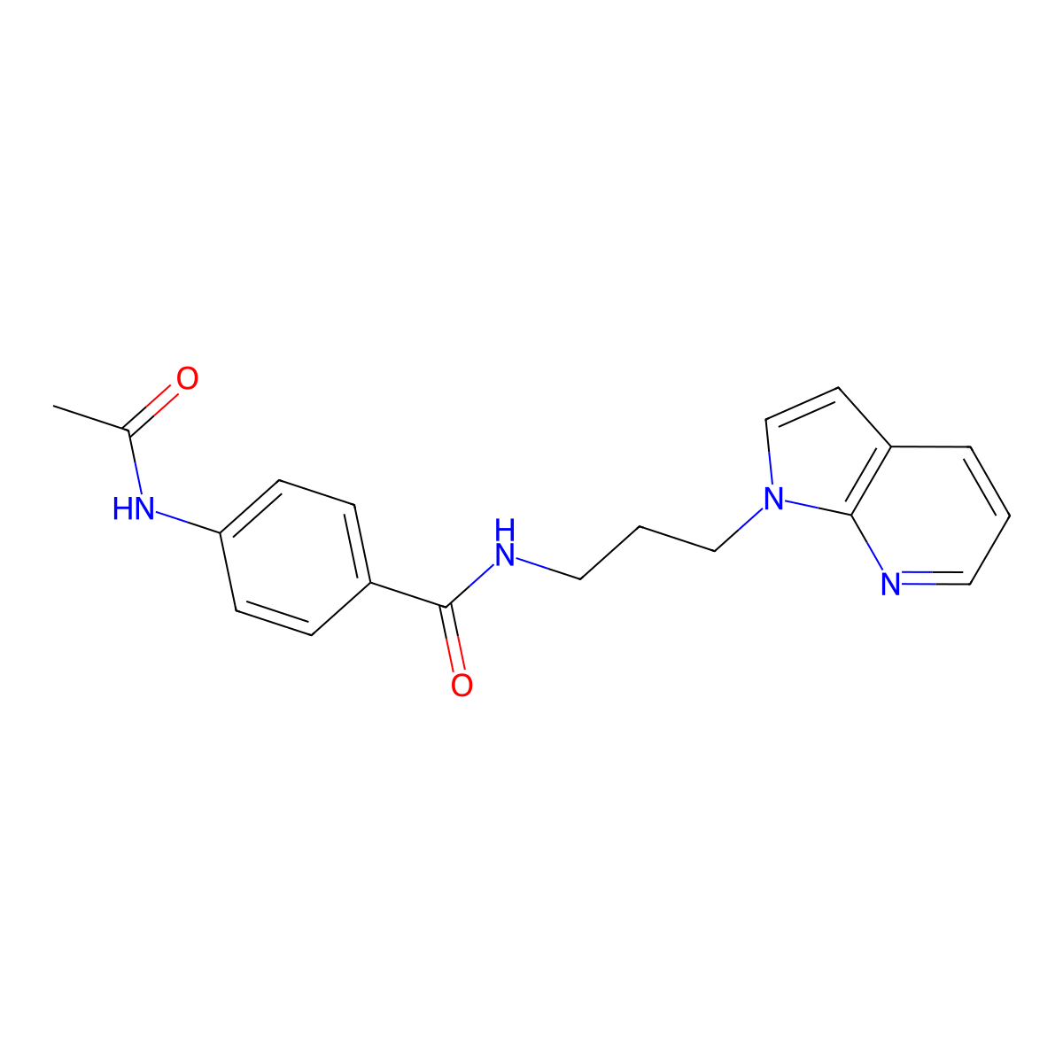 N-(3-(1H-pyrrolo[2,3-b]pyridin-1-yl)propyl)-4-acetamidobenzamide molecular structure, CAS 1795441-35-8