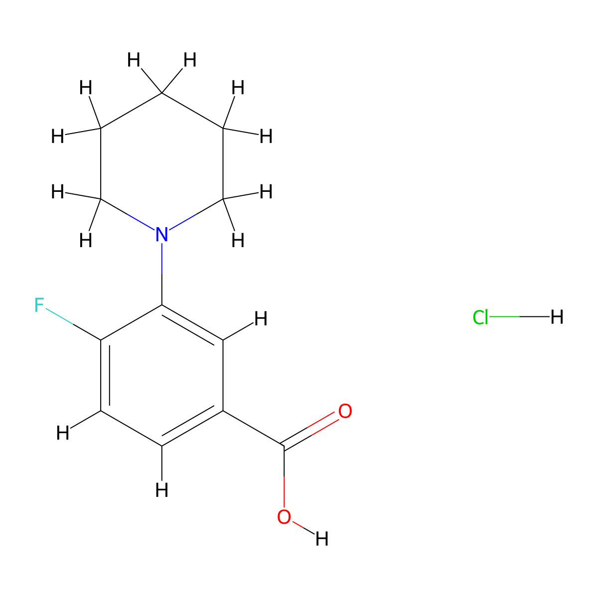 4-Fluoro-3-(piperidin-1-yl)benzoic acid hydrochloride molecular structure, CAS 1795441-39-2