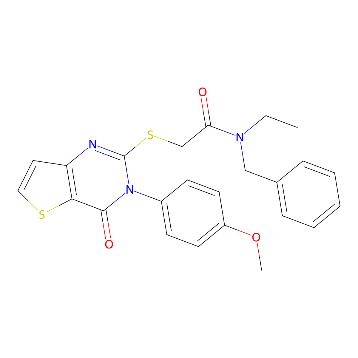 N-benzyl-N-ethyl-2-((3-(4-methoxyphenyl)-4-oxo-3,4-dihydrothieno[3,2-d]pyrimidin-2-yl)thio)acetamide molecular structure, CAS 1795441-40-5