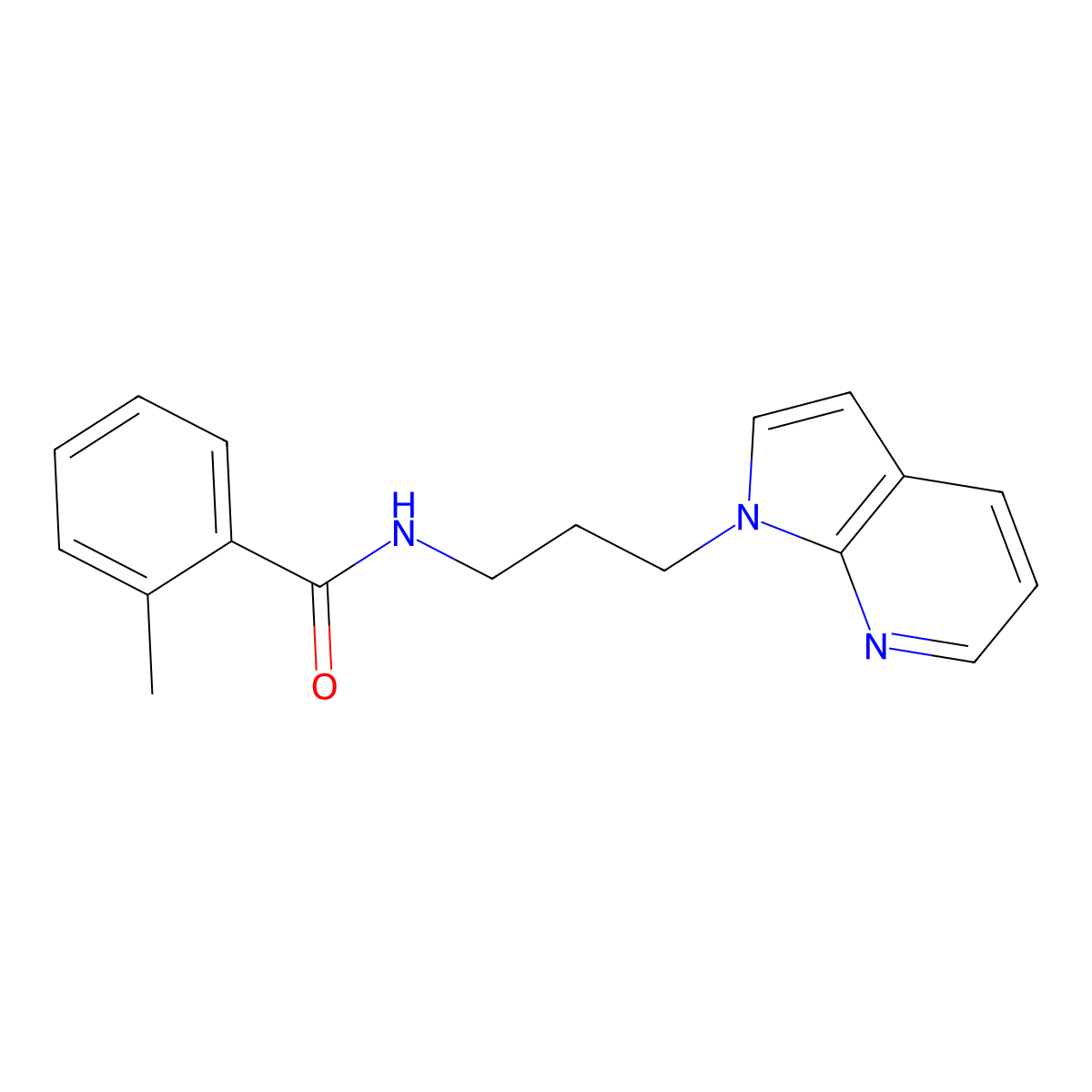 N-(3-(1H-pyrrolo[2,3-b]pyridin-1-yl)propyl)-2-methylbenzamide molecular structure, CAS 1795441-41-6