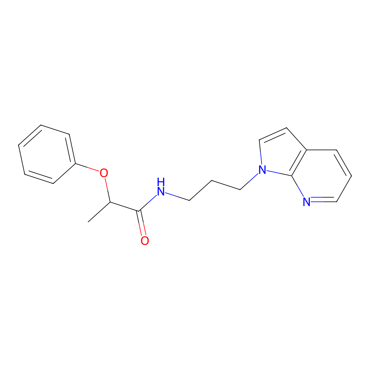 N-(3-(1H-pyrrolo[2,3-b]pyridin-1-yl)propyl)-2-phenoxypropanamide molecular structure, CAS 1795441-55-2
