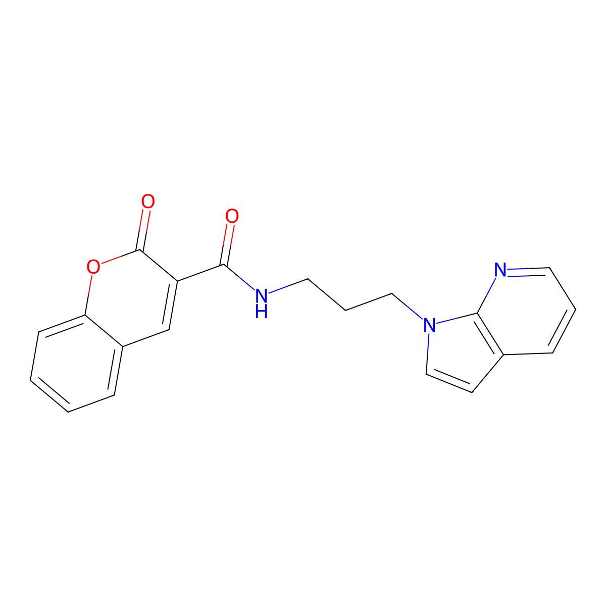 N-(3-(1H-pyrrolo[2,3-b]pyridin-1-yl)propyl)-2-oxo-2H-chromene-3-carboxamide molecular structure, CAS 1795441-61-0