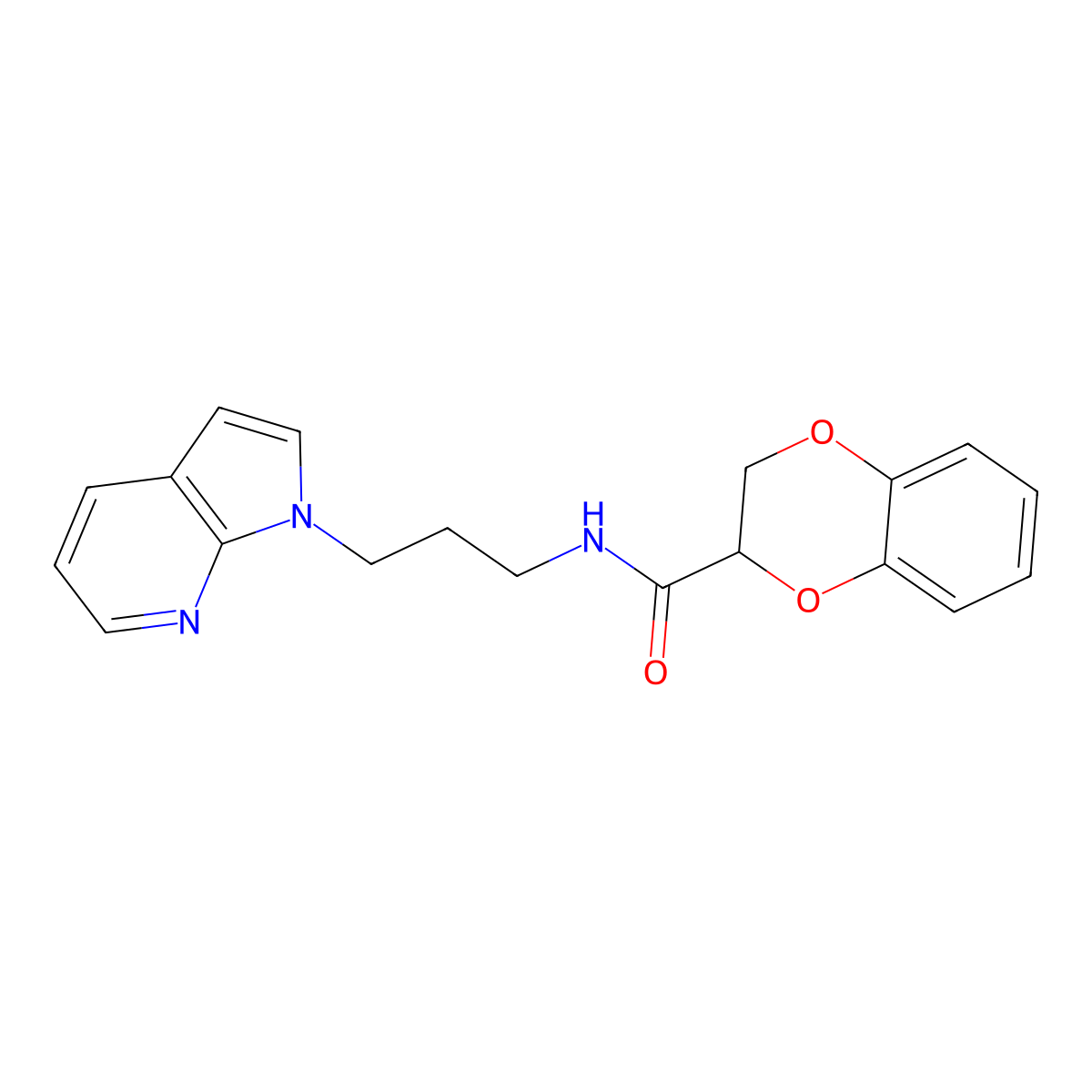 N-(3-(1H-pyrrolo[2,3-b]pyridin-1-yl)propyl)-2,3-dihydrobenzo[b][1,4]dioxine-2-carboxamide molecular structure, CAS 1795441-64-3