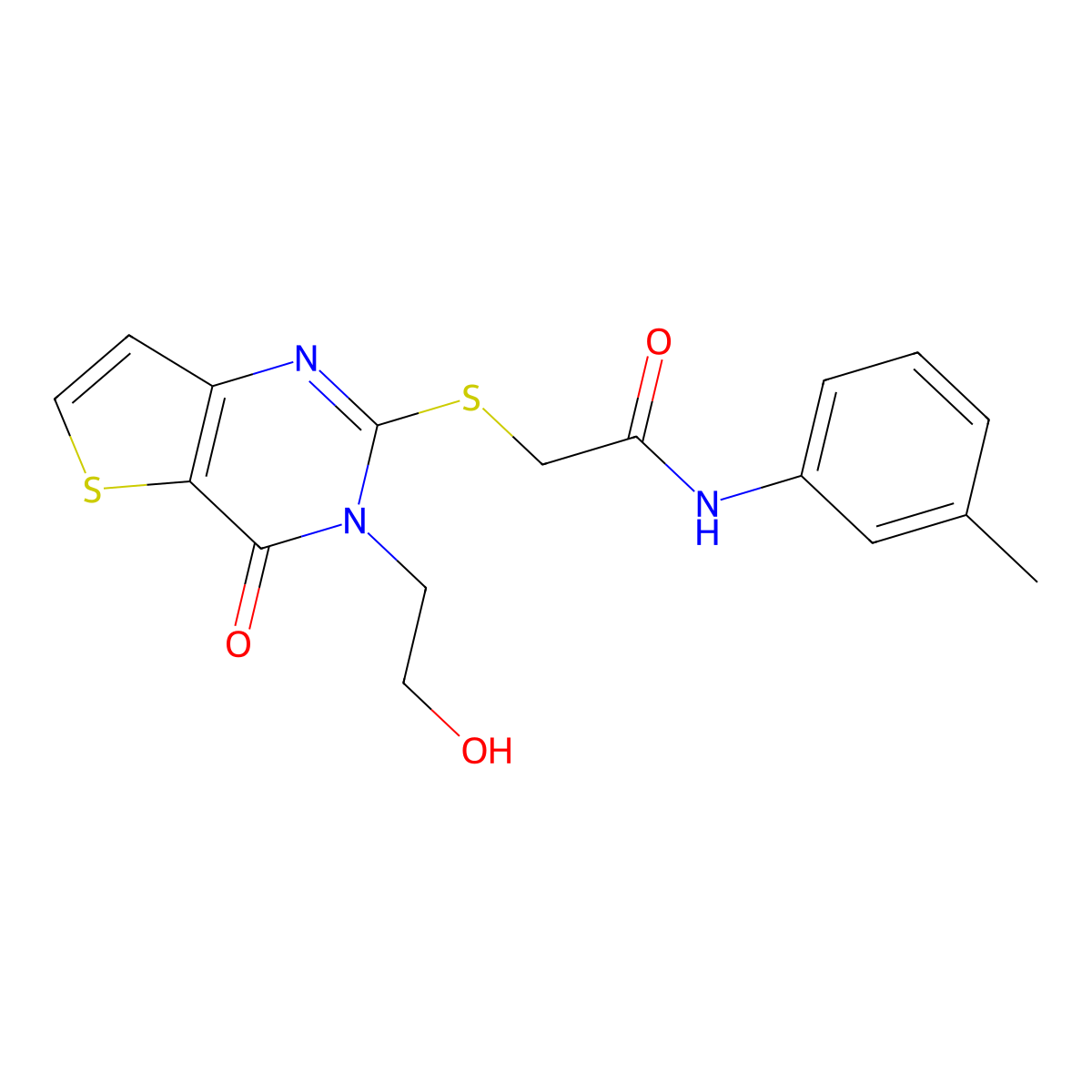 2-((3-(2-hydroxyethyl)-4-oxo-3,4-dihydrothieno[3,2-d]pyrimidin-2-yl)thio)-N-(m-tolyl)acetamide molecular structure, CAS 1795441-80-3