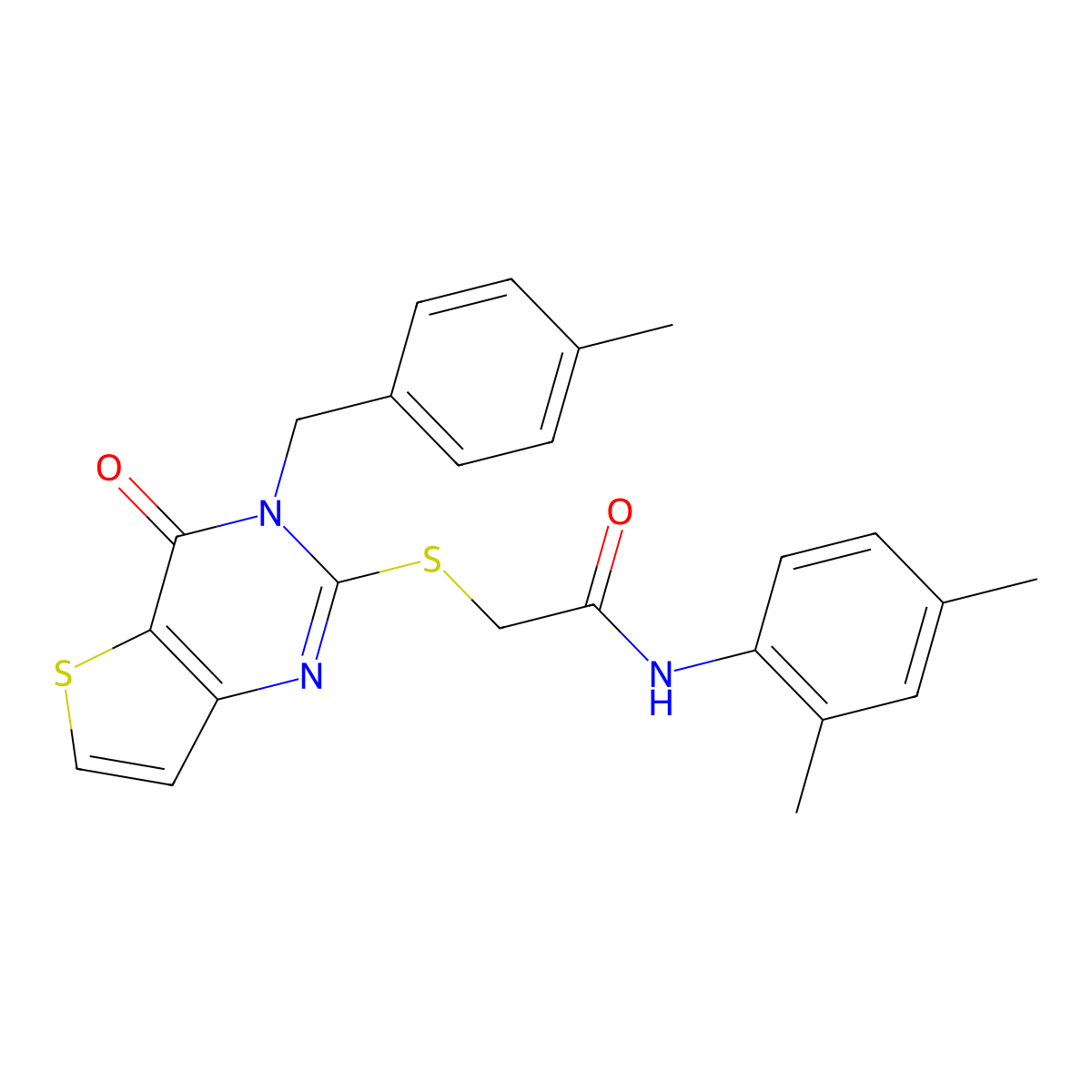 N-(2,4-dimethylphenyl)-2-((3-(4-methylbenzyl)-4-oxo-3,4-dihydrothieno[3,2-d]pyrimidin-2-yl)thio)acetamide molecular structure, CAS 1795441-81-4