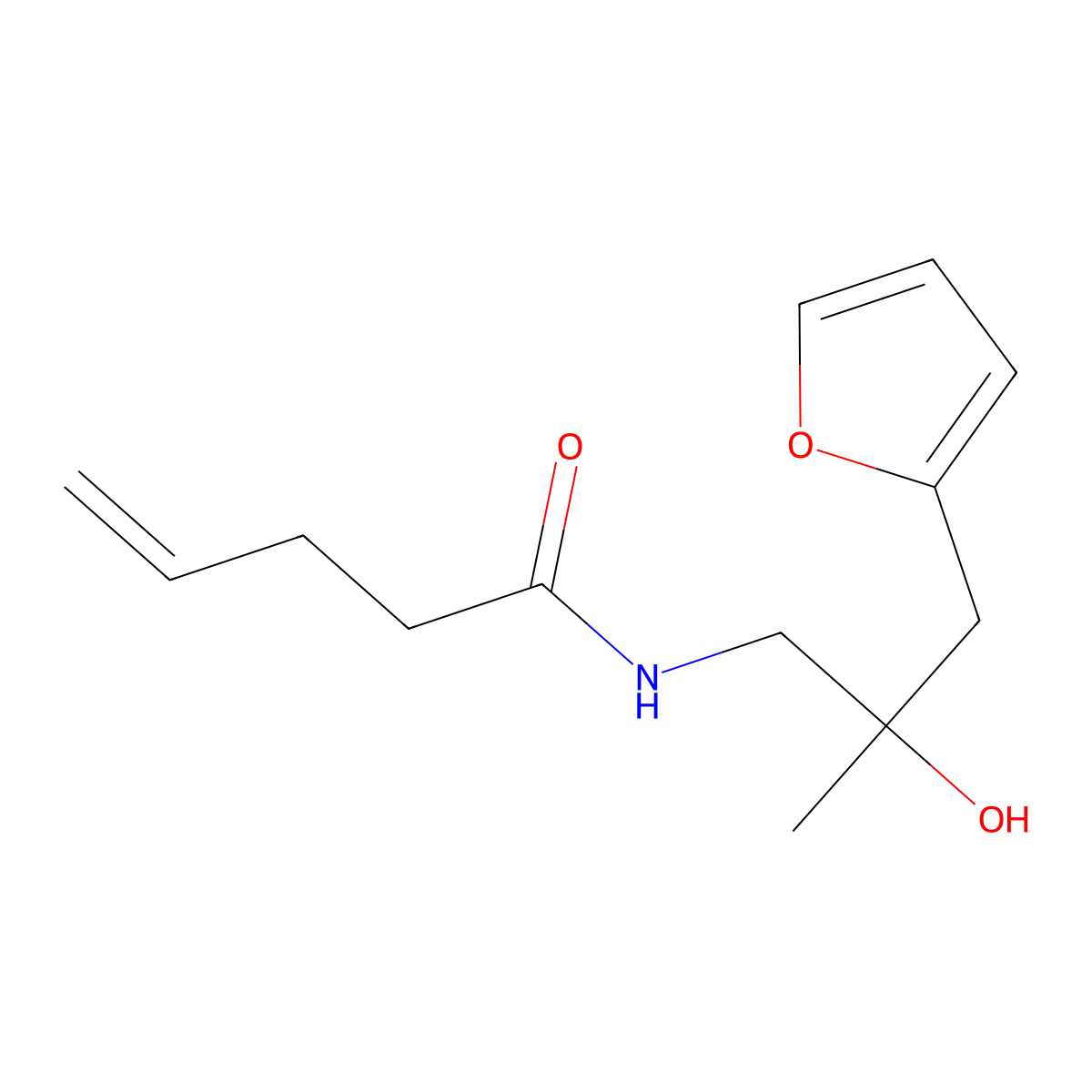 N-(3-(furan-2-yl)-2-hydroxy-2-methylpropyl)pent-4-enamide molecular structure, CAS 1795441-85-8