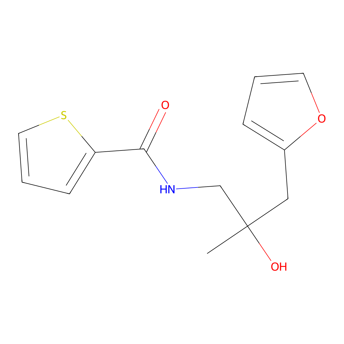 N-[3-(furan-2-yl)-2-hydroxy-2-methylpropyl]thiophene-2-carboxamide molecular structure, CAS 1795441-91-6