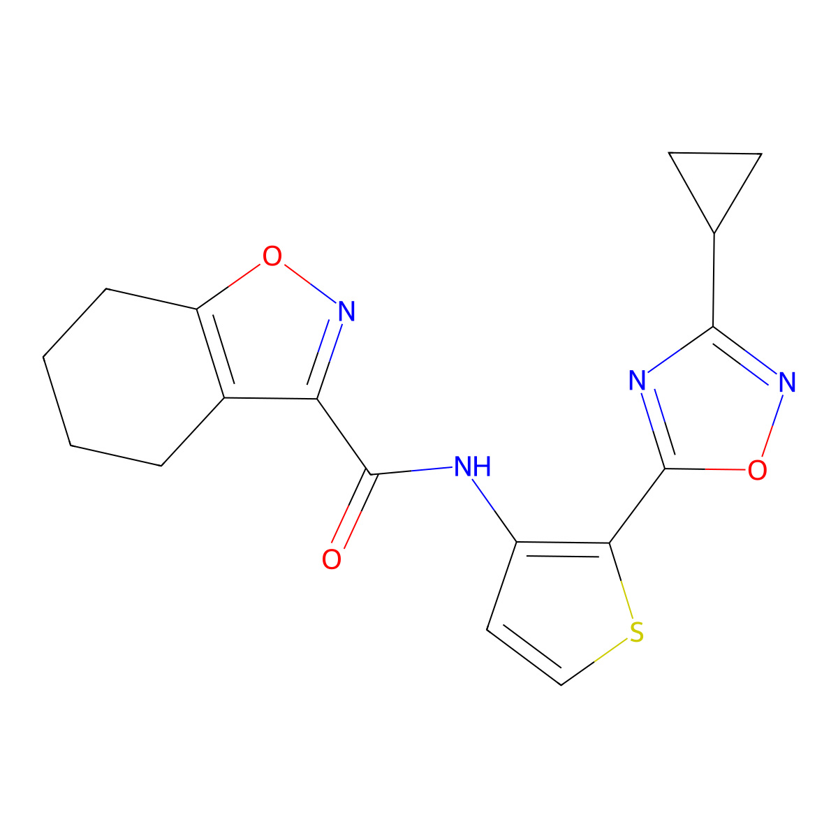N-(2-(3-cyclopropyl-1,2,4-oxadiazol-5-yl)thiophen-3-yl)-4,5,6,7-tetrahydrobenzo[d]isoxazole-3-carboxamide molecular structure, CAS 1795441-95-0