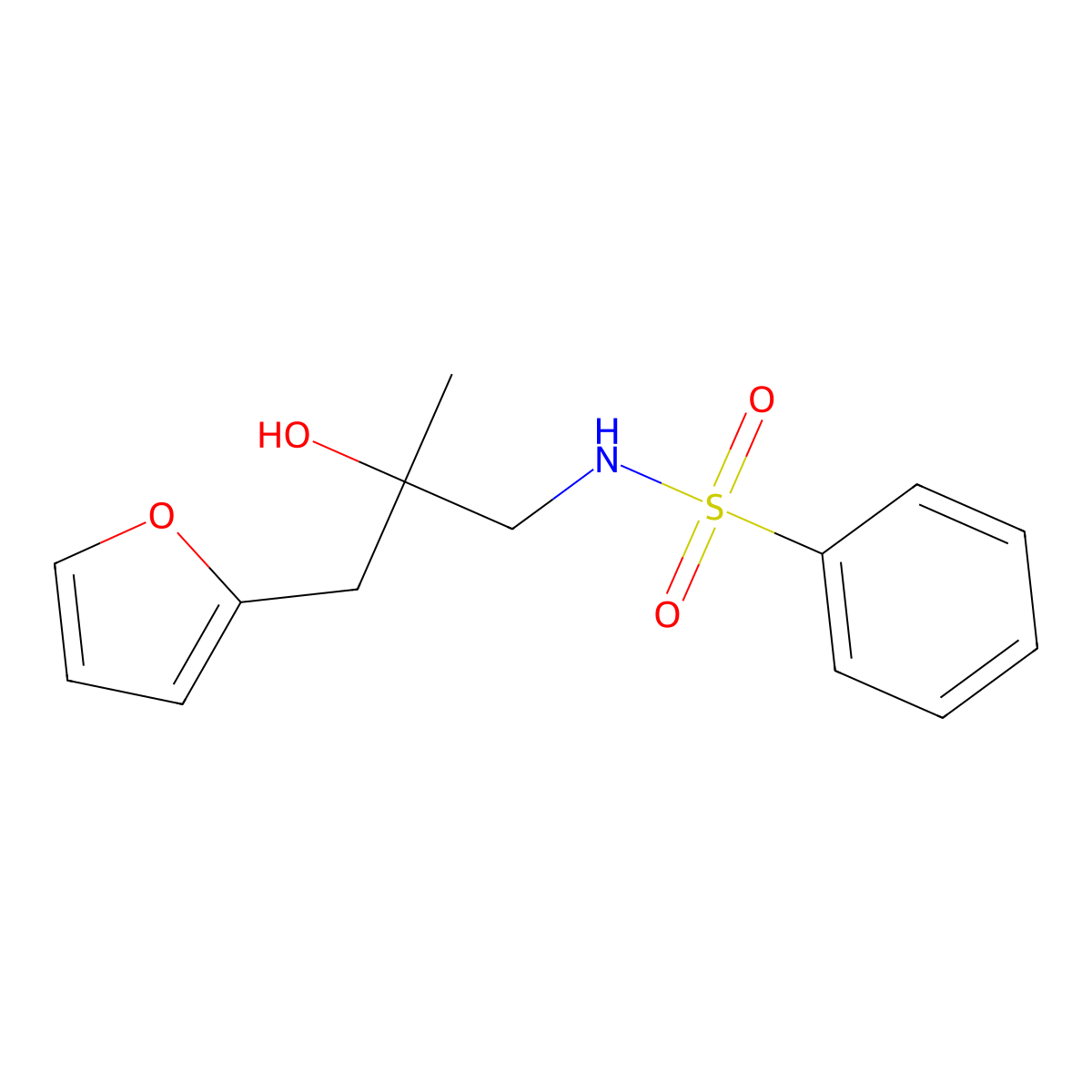 N-(3-(furan-2-yl)-2-hydroxy-2-methylpropyl)benzenesulfonamide molecular structure, CAS 1795441-96-1