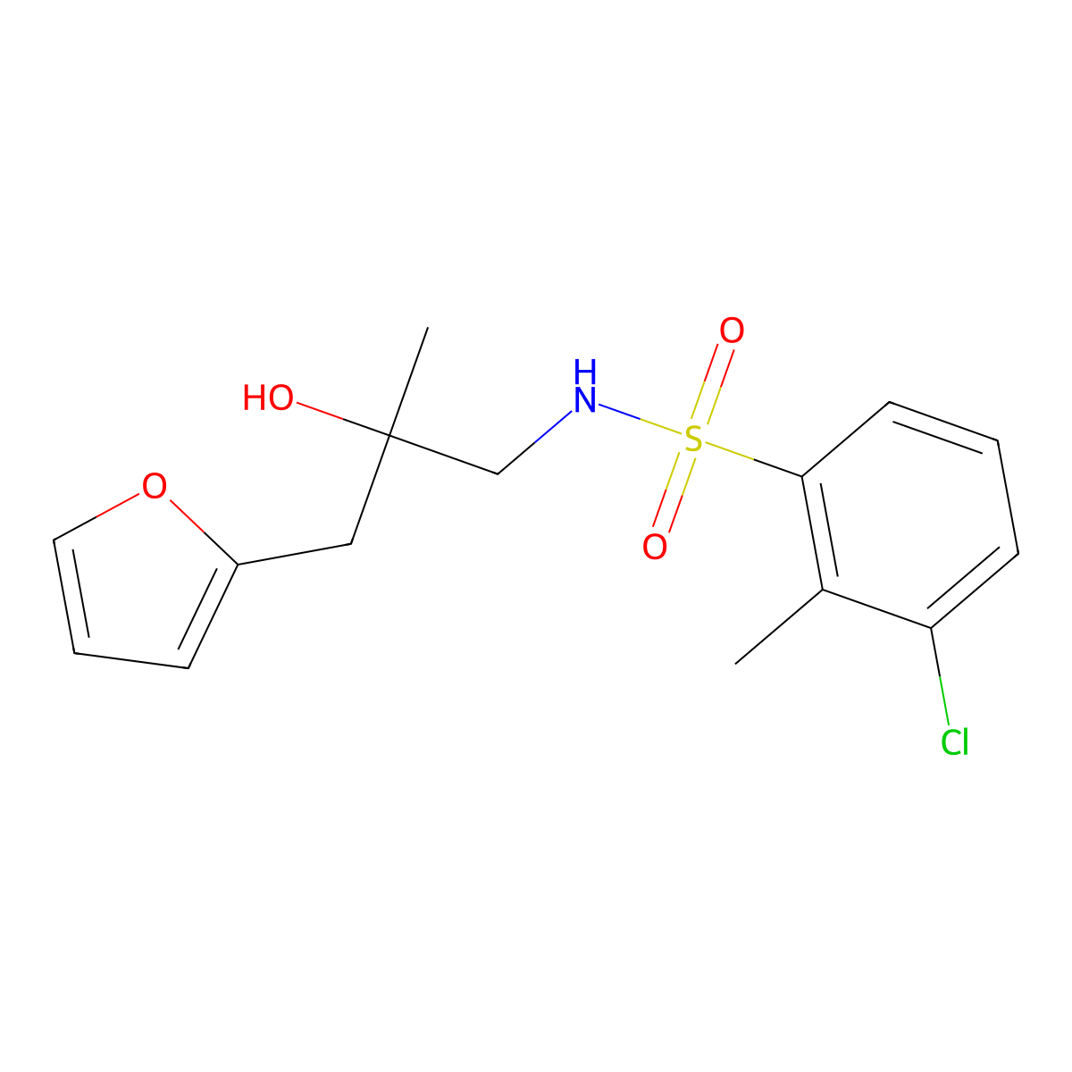 3-chloro-N-(3-(furan-2-yl)-2-hydroxy-2-methylpropyl)-2-methylbenzenesulfonamide molecular structure, CAS 1795441-98-3