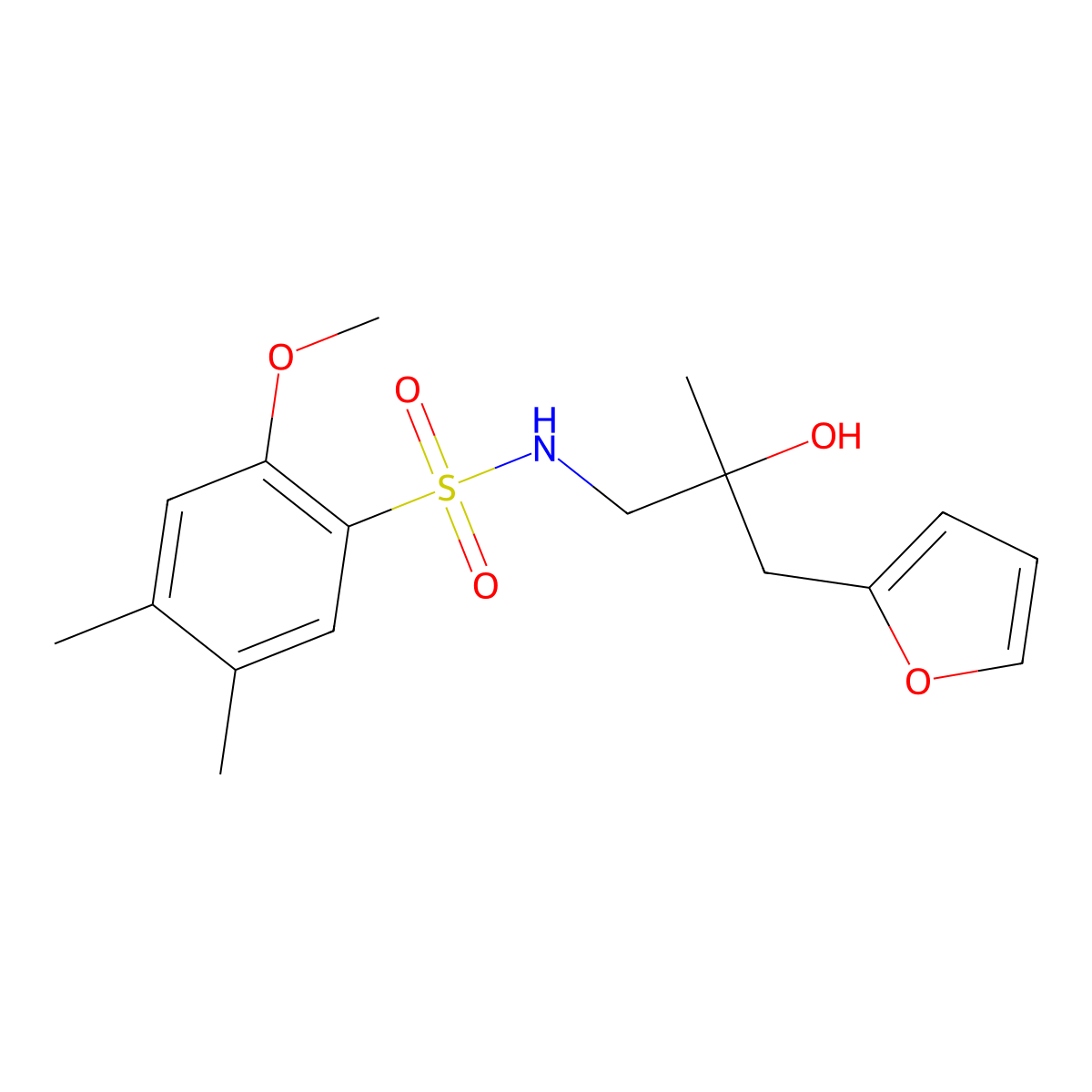 N-(3-(furan-2-yl)-2-hydroxy-2-methylpropyl)-2-methoxy-4,5-dimethylbenzenesulfonamide molecular structure, CAS 1795442-04-4