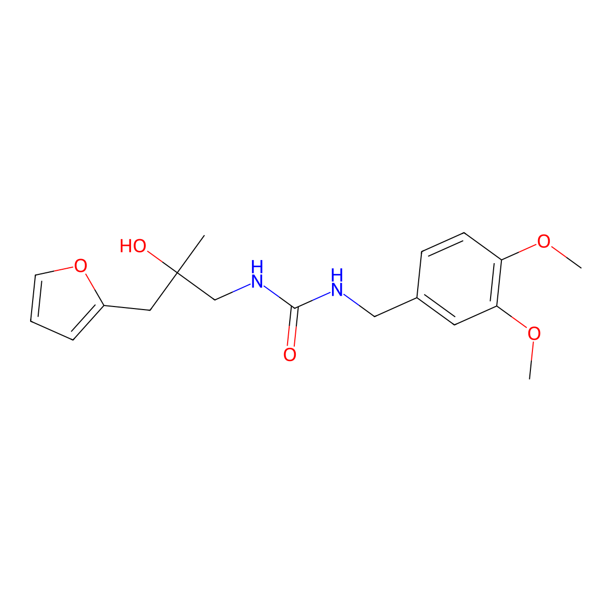 1-(3,4-Dimethoxybenzyl)-3-(3-(furan-2-yl)-2-hydroxy-2-methylpropyl)urea molecular structure, CAS 1795442-16-8