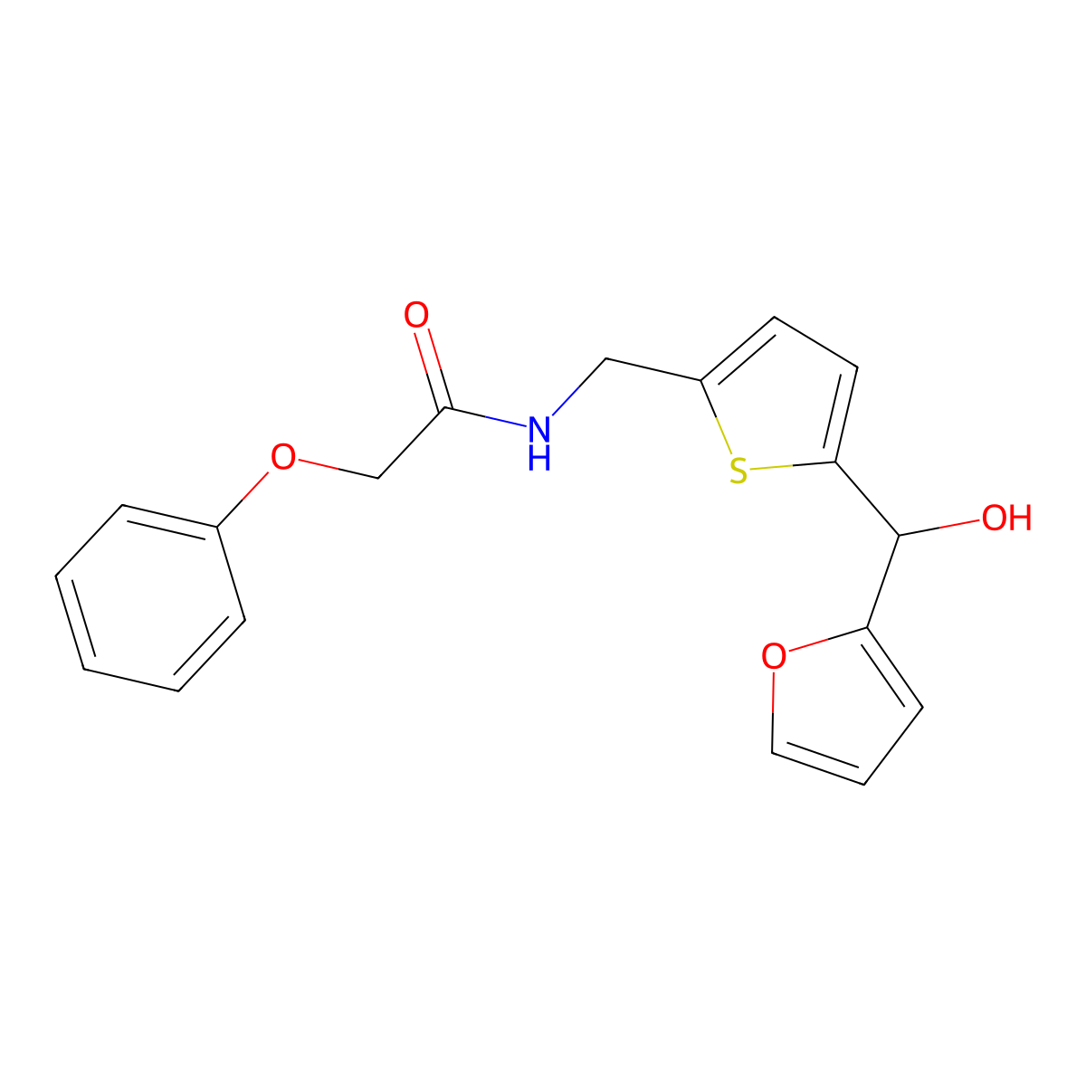 N-((5-(furan-2-yl(hydroxy)methyl)thiophen-2-yl)methyl)-2-phenoxyacetamide molecular structure, CAS 1795442-19-1