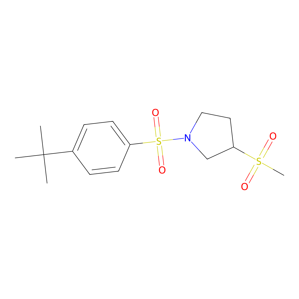 1-((4-(Tert-butyl)phenyl)sulfonyl)-3-(methylsulfonyl)pyrrolidine molecular structure, CAS 1795442-33-9