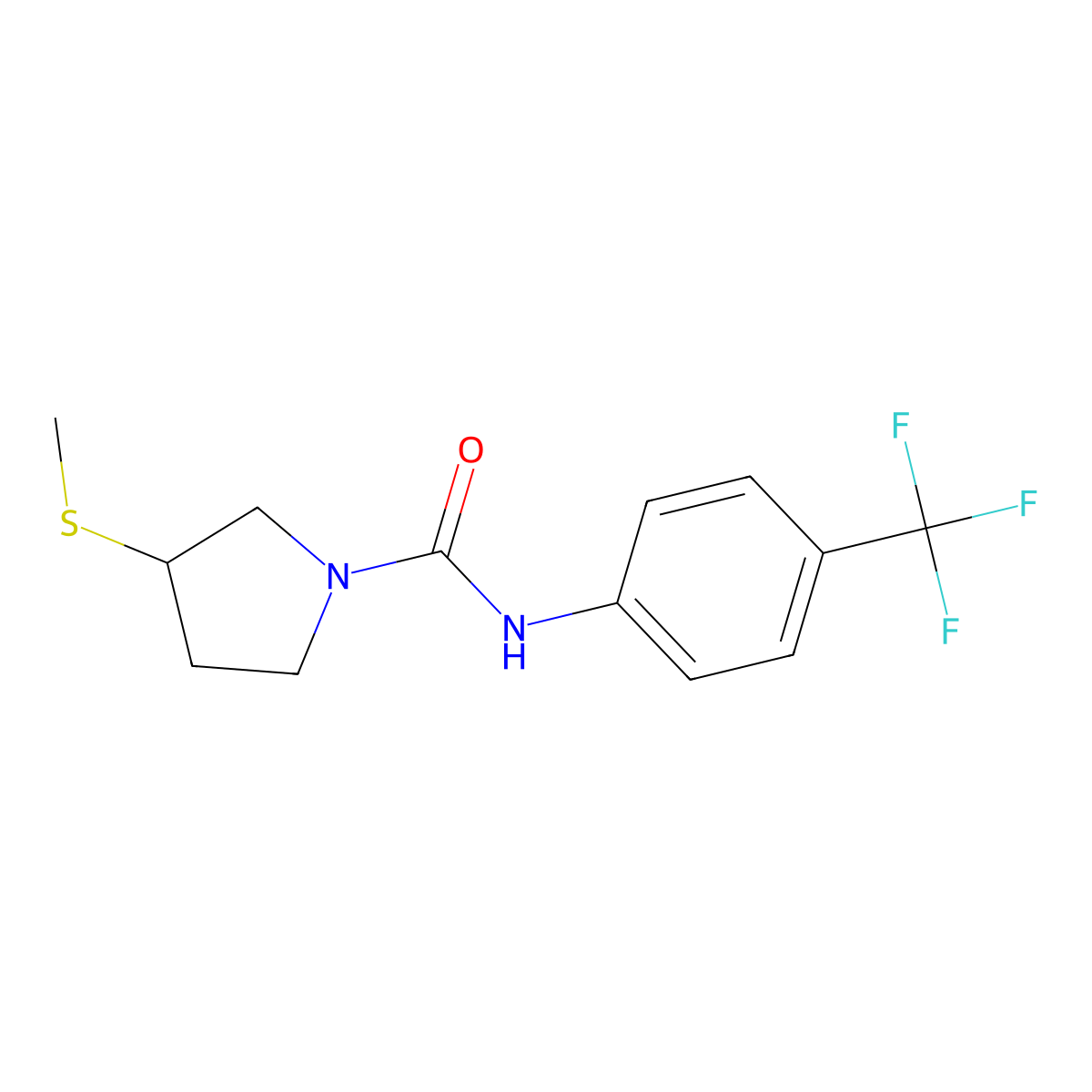 3-(methylthio)-N-(4-(trifluoromethyl)phenyl)pyrrolidine-1-carboxamide molecular structure, CAS 1795442-41-9