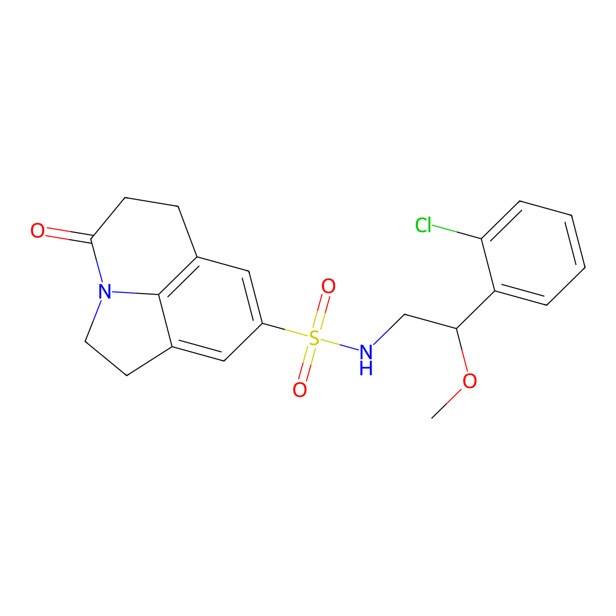 N-[2-(2-chlorophenyl)-2-methoxyethyl]-11-oxo-1-azatricyclo[6.3.1.0^{4,12}]dodeca-4(12),5,7-triene-6-sulfonamide molecular structure, CAS 1795442-55-5