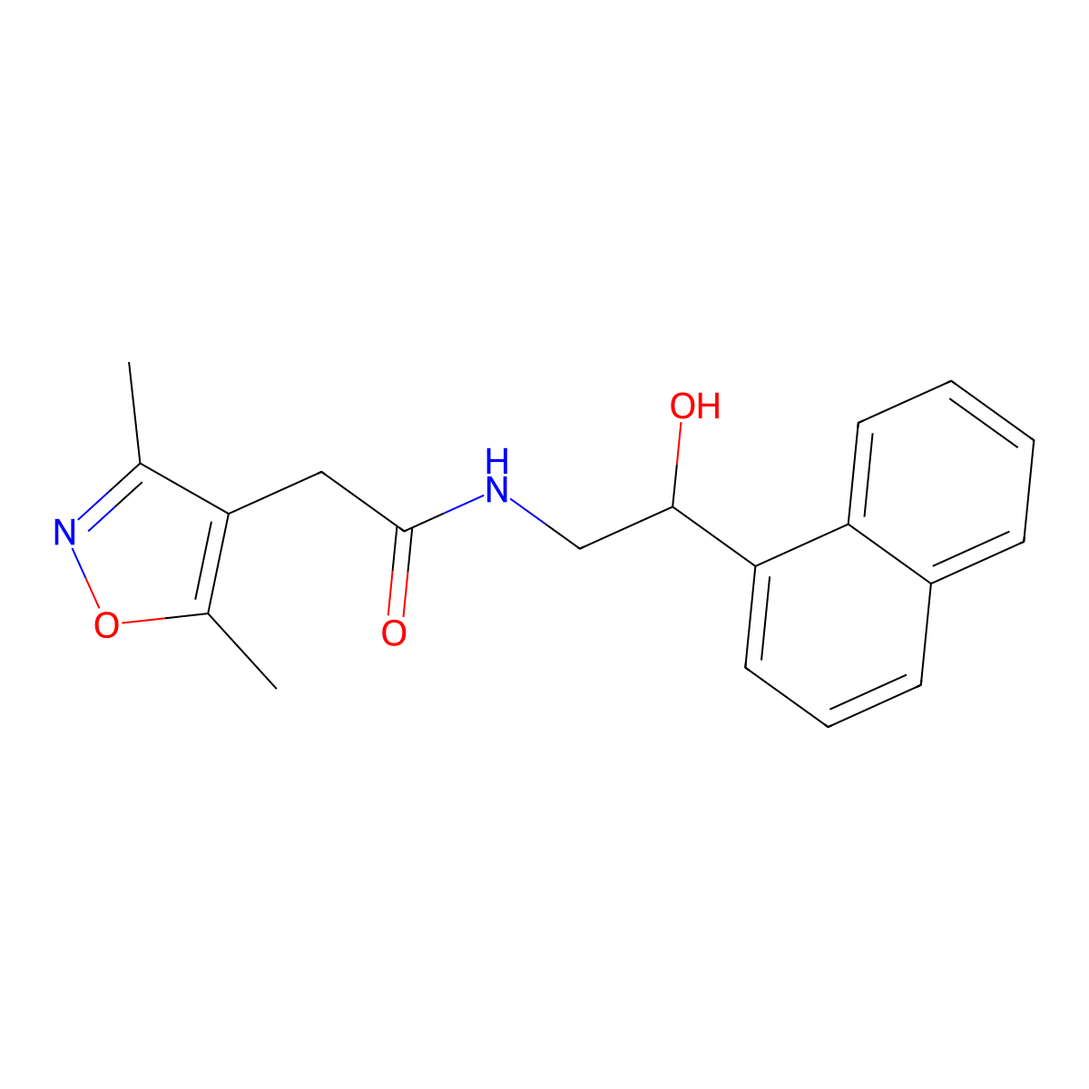 2-(3,5-dimethylisoxazol-4-yl)-N-(2-hydroxy-2-(naphthalen-1-yl)ethyl)acetamide molecular structure, CAS 1795442-65-7