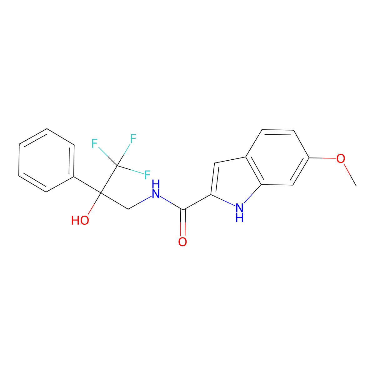 6-methoxy-N-(3,3,3-trifluoro-2-hydroxy-2-phenylpropyl)-1H-indole-2-carboxamide molecular structure, CAS 1795442-68-0